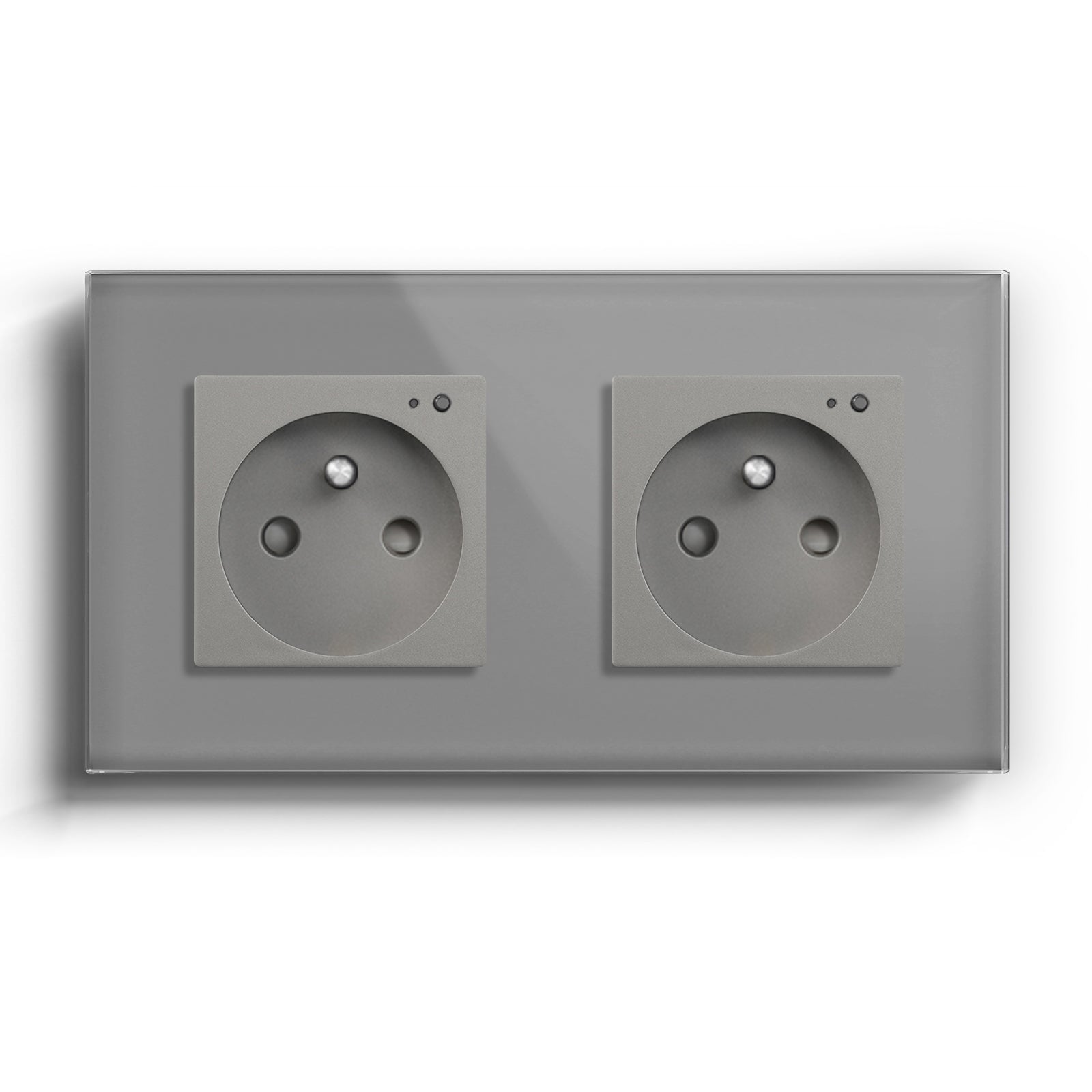 BSEED ZigBee FR Wall Sockets Power Outlets Kids Protection with metering Wall Plates & Covers Bseedswitch grey Double 