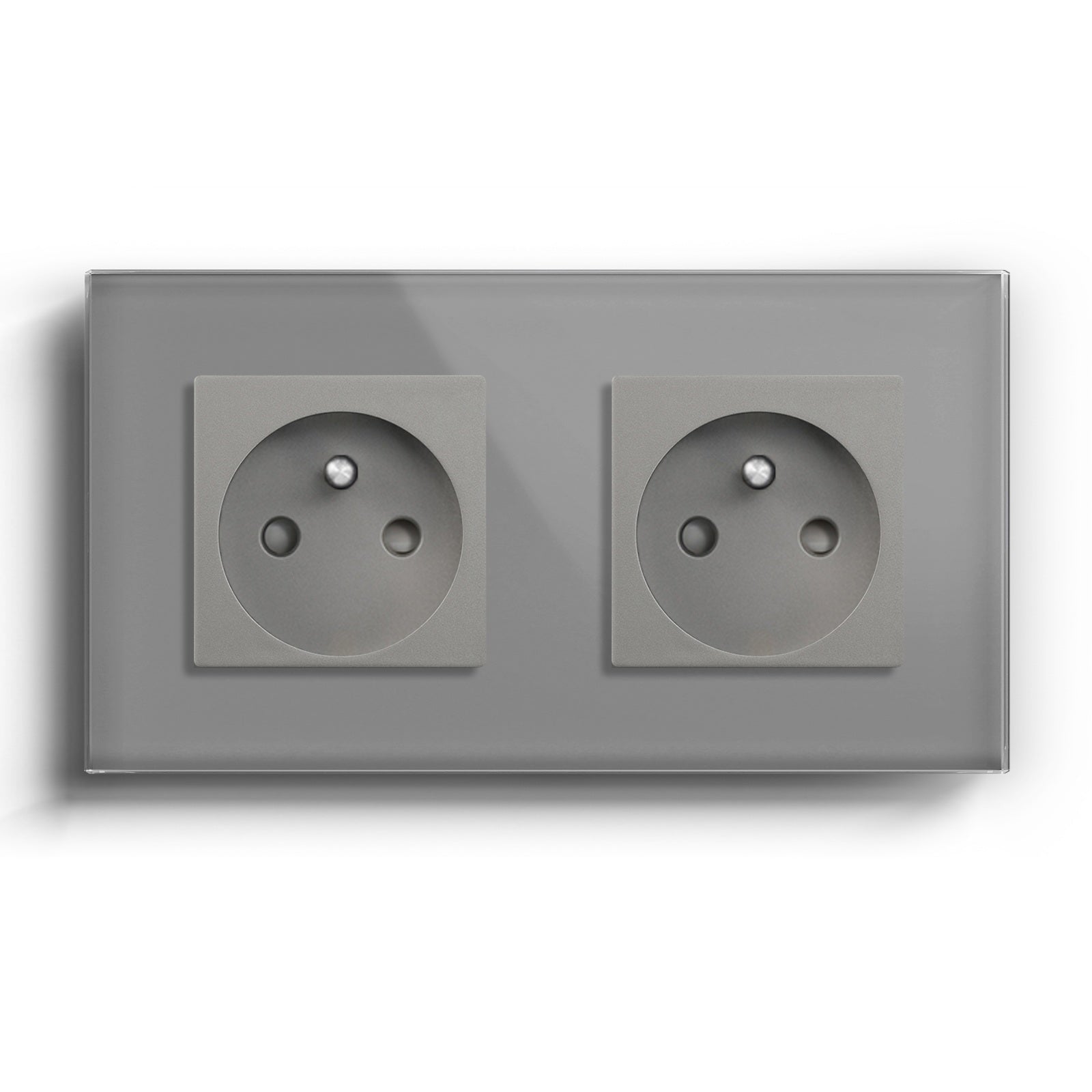 BSEED FR Wall Sockets Power Outlets Kids Protection 16A Wall Plates & Covers Bseedswitch grey Double 