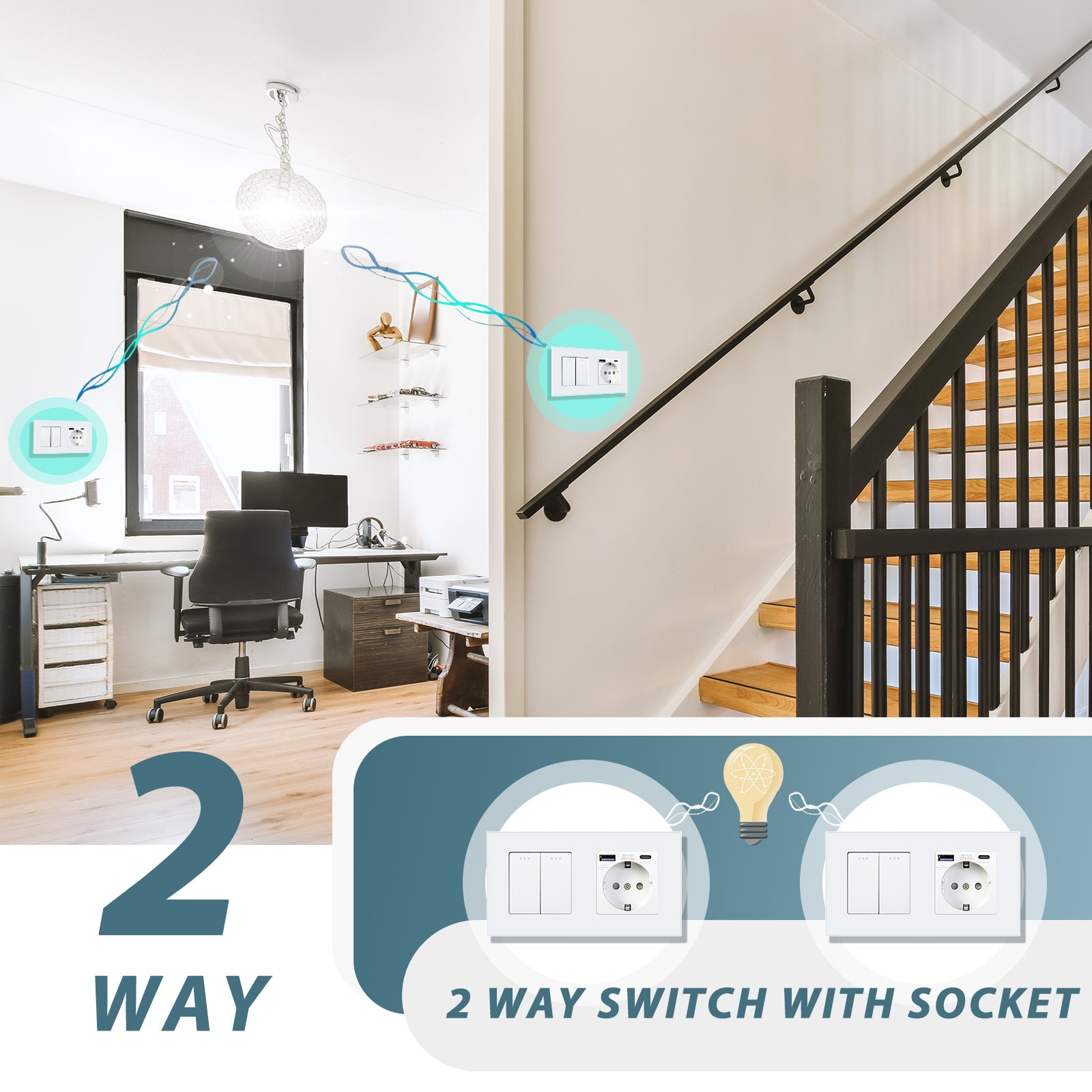 BSEED Mechanical 1/2/3 Gang 1/2Way Touch Light Switch With Normal Eu Socket with FAST charge typcs-c Power Outlets & Sockets Bseedswitch 