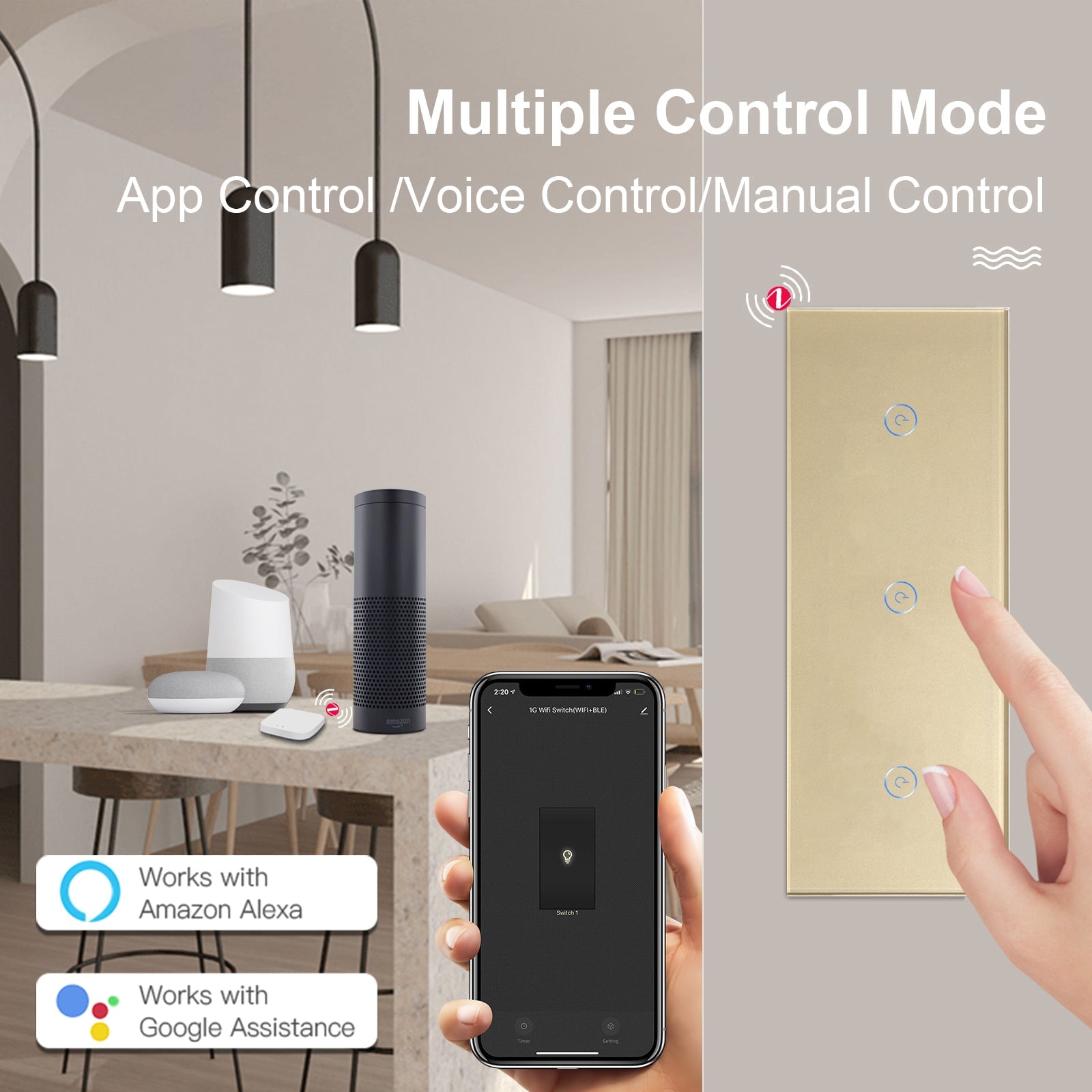 BSEED Zigbee Light Switches Triple 1/2/3 Gang Smart Wall Switches Wall Touch Switch ZigBee Smart Life Tuya Google Alexa Glass Light Switches Bseedswitch 