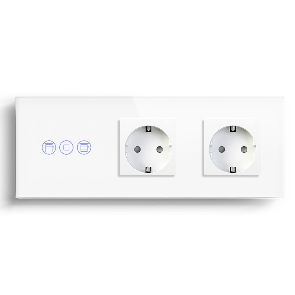 Bseed Smart WiFi Shutter Switches With Double Normal EU Standard Wall Sockets Light Switches Bseedswitch 