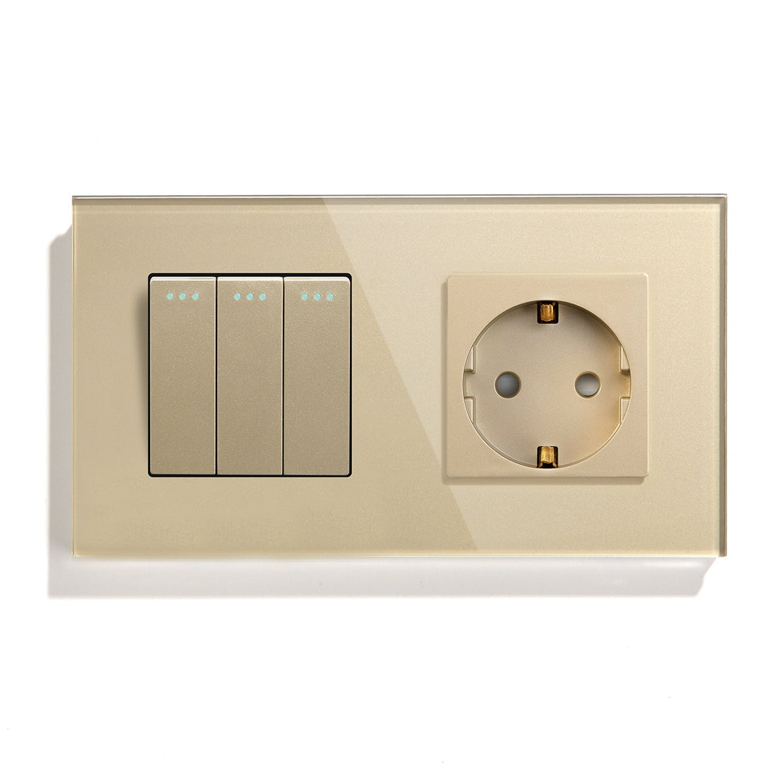 BSEED Mechanical 1/2/3 Gang 1/2Way Touch Light Switch With Normal Eu Socket Power Outlets & Sockets Bseedswitch Golden 3Gang 1Way