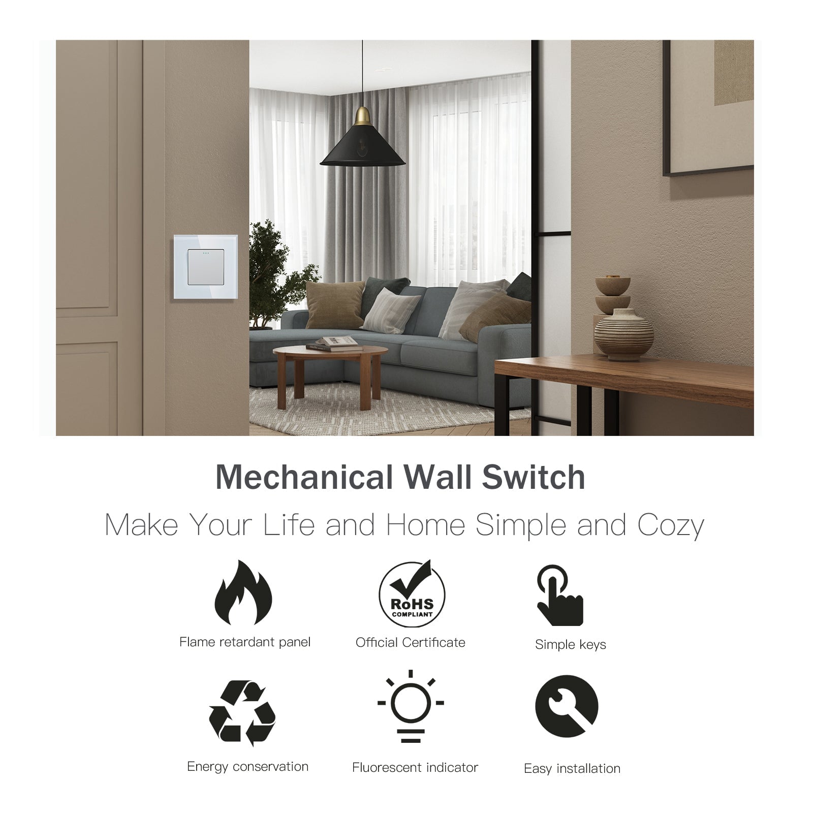 Bseed 2Way Button Light Switch Mechanical Switches Crossbar Switch 228mm Light Switches Bseedswitch 