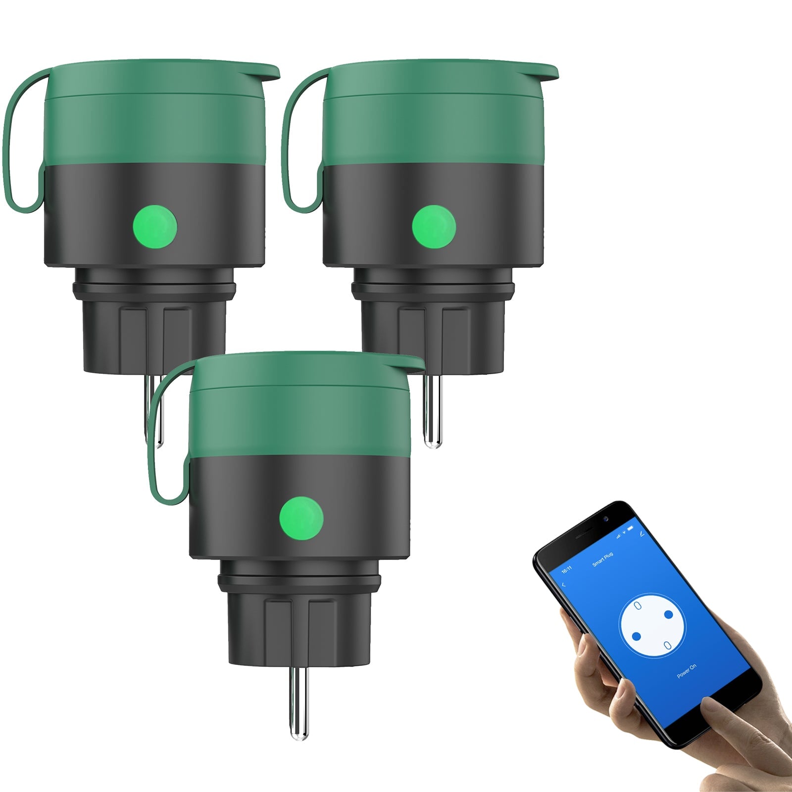 BSEED IP44 waterproof smart WiFi EU plug Power Outlets & Sockets Bseedswitch Green 3 Pcs/Pack 