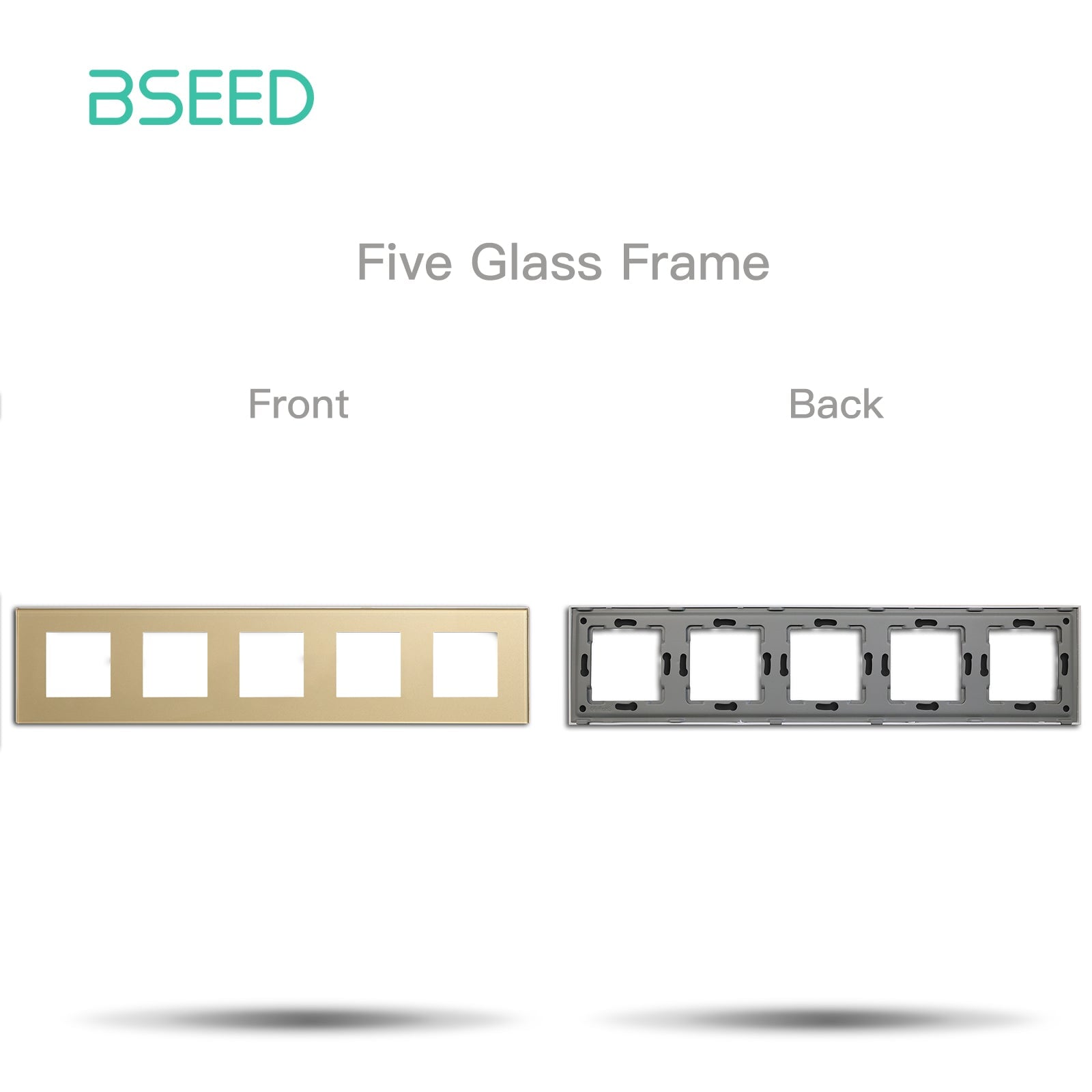 Bseed Crystal Glass Frames Socket Frame 4 Color 1/2/3/4/5 Slotes DIY Part Wall Jacks & Braces Bseedswitch Golden Quintuple 