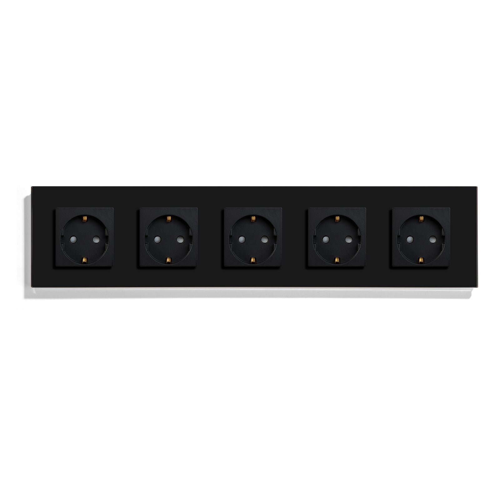 BSEED EU Wall Sockets Power Outlets Glass Panel 16A Power Outlets & Sockets Bseedswitch Black Quintuple 