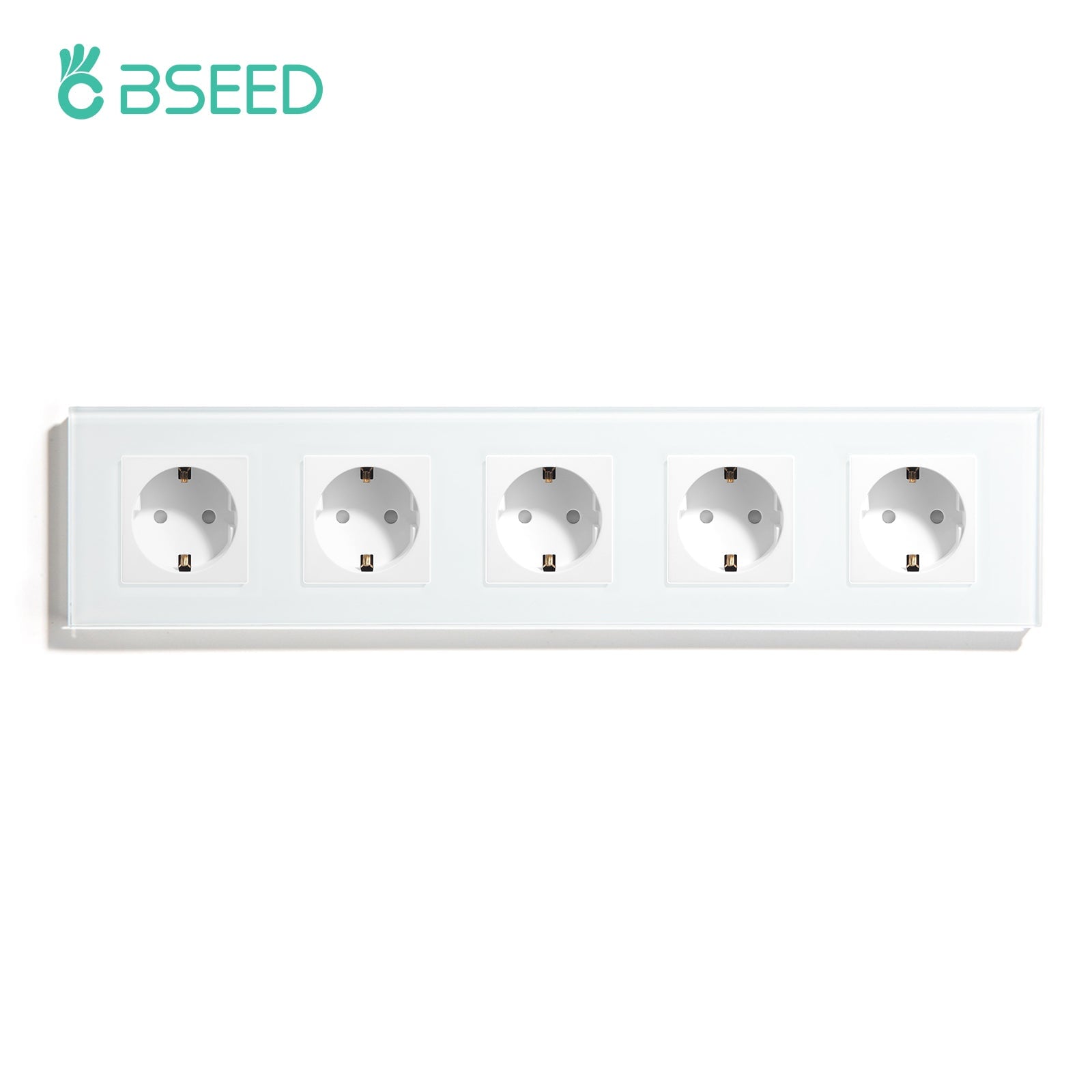 BSEED EU Wall Sockets Power Outlets Glass Panel 16A Power Outlets & Sockets Bseedswitch White Quintuple 