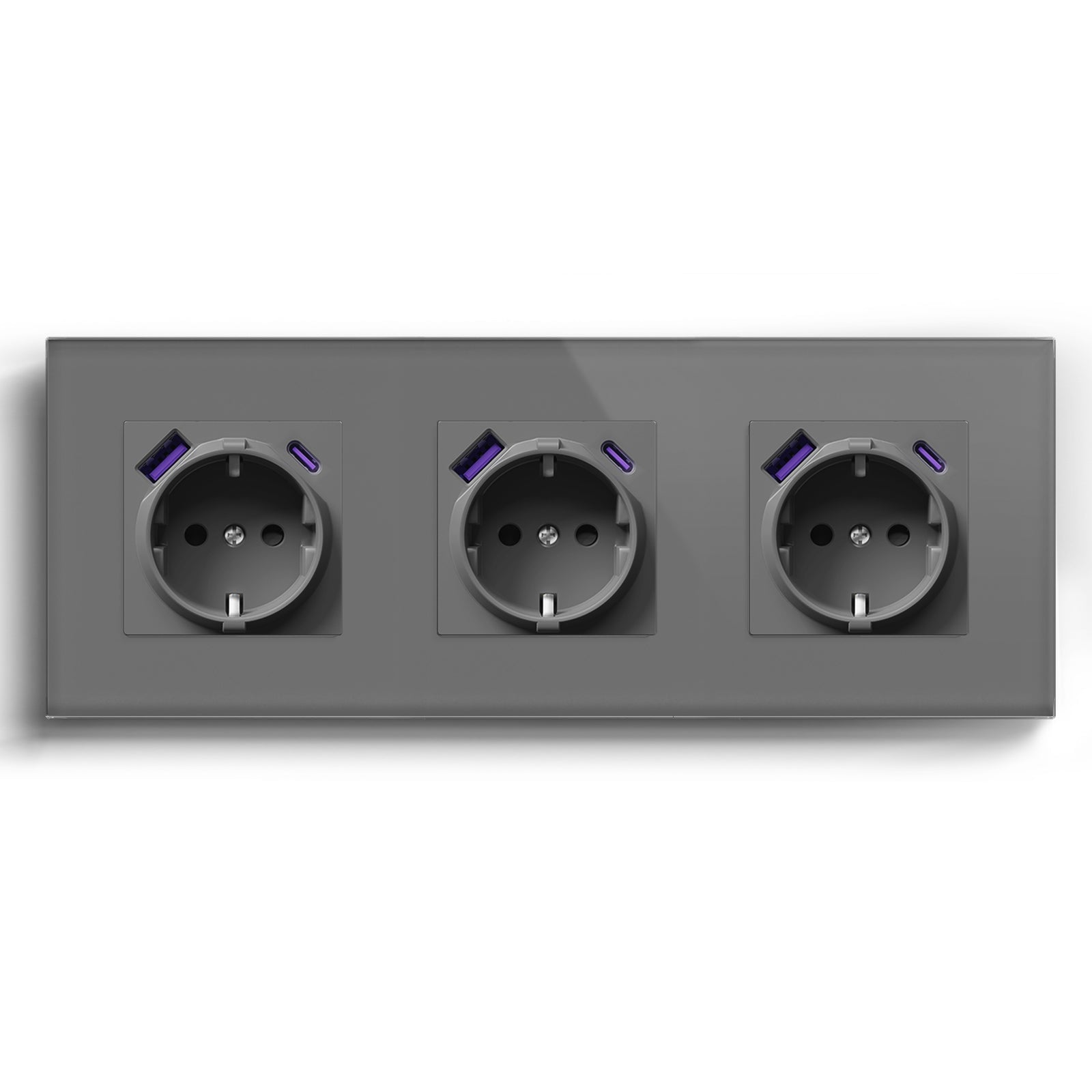 BSEED 20W EU sockets with Fact Charge Type-C USB with Claw technology Power Outlets & Sockets Bseedswitch Grey Triple 