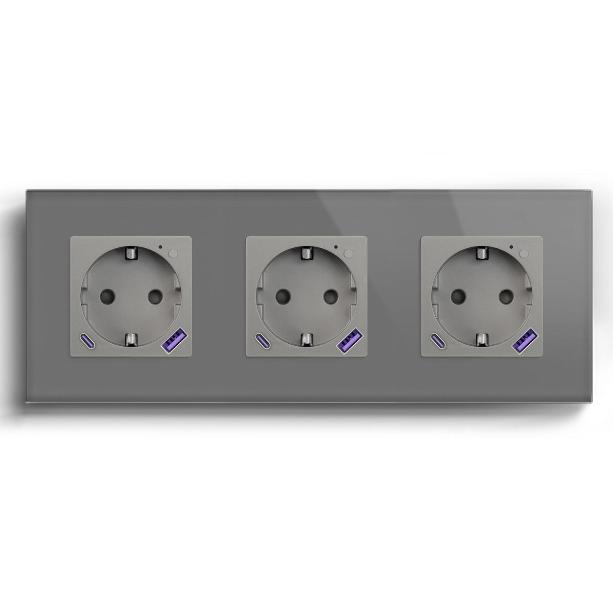 BSEED ZigBee EU Wall Sockets Type-C With USB With Energy Monitoring socket Bseedswitch Grey Tripe 