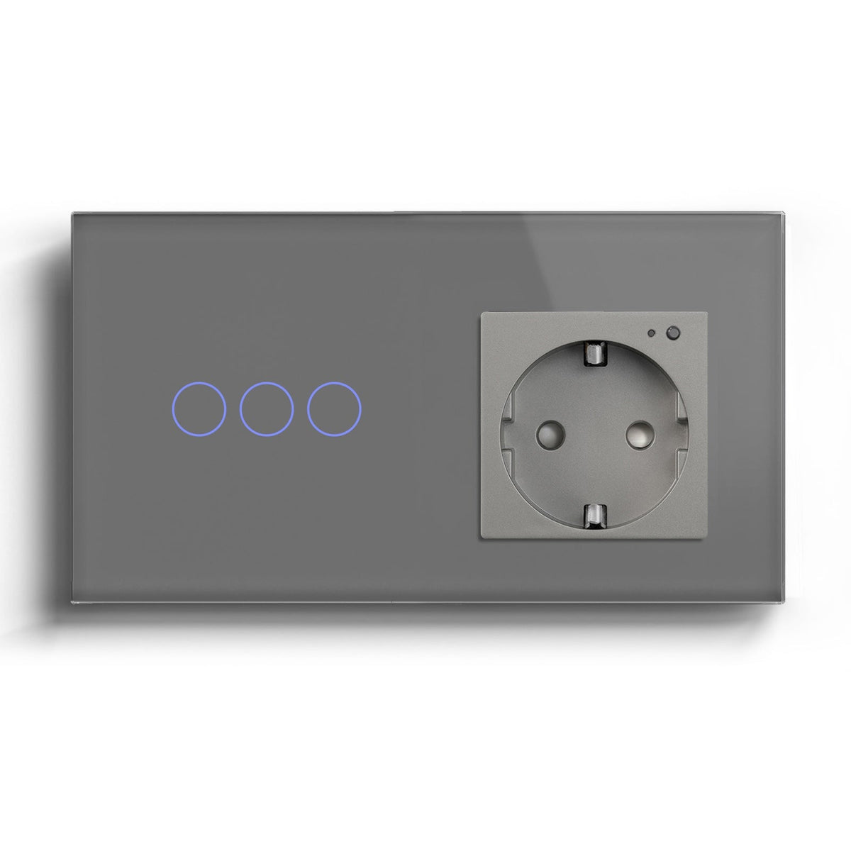 Bseed 1 Gang Smart Wifi Switch With EU Single Wifi Socket 157mm Power Outlets & Sockets Bseedswitch Grey 3Gang 