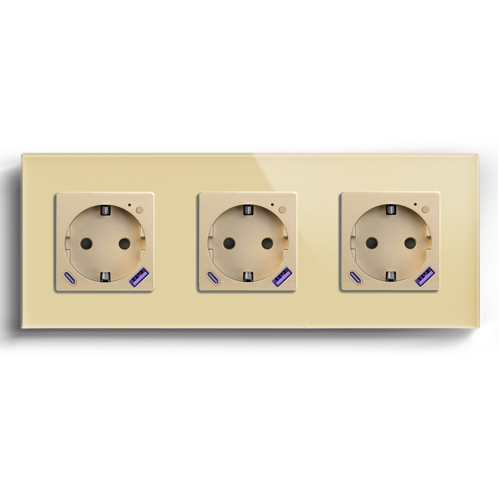 BSEED EU Wifi sockets Type-C With USB With Energy Monitoring socket Bseedswitch Gold Tripe 