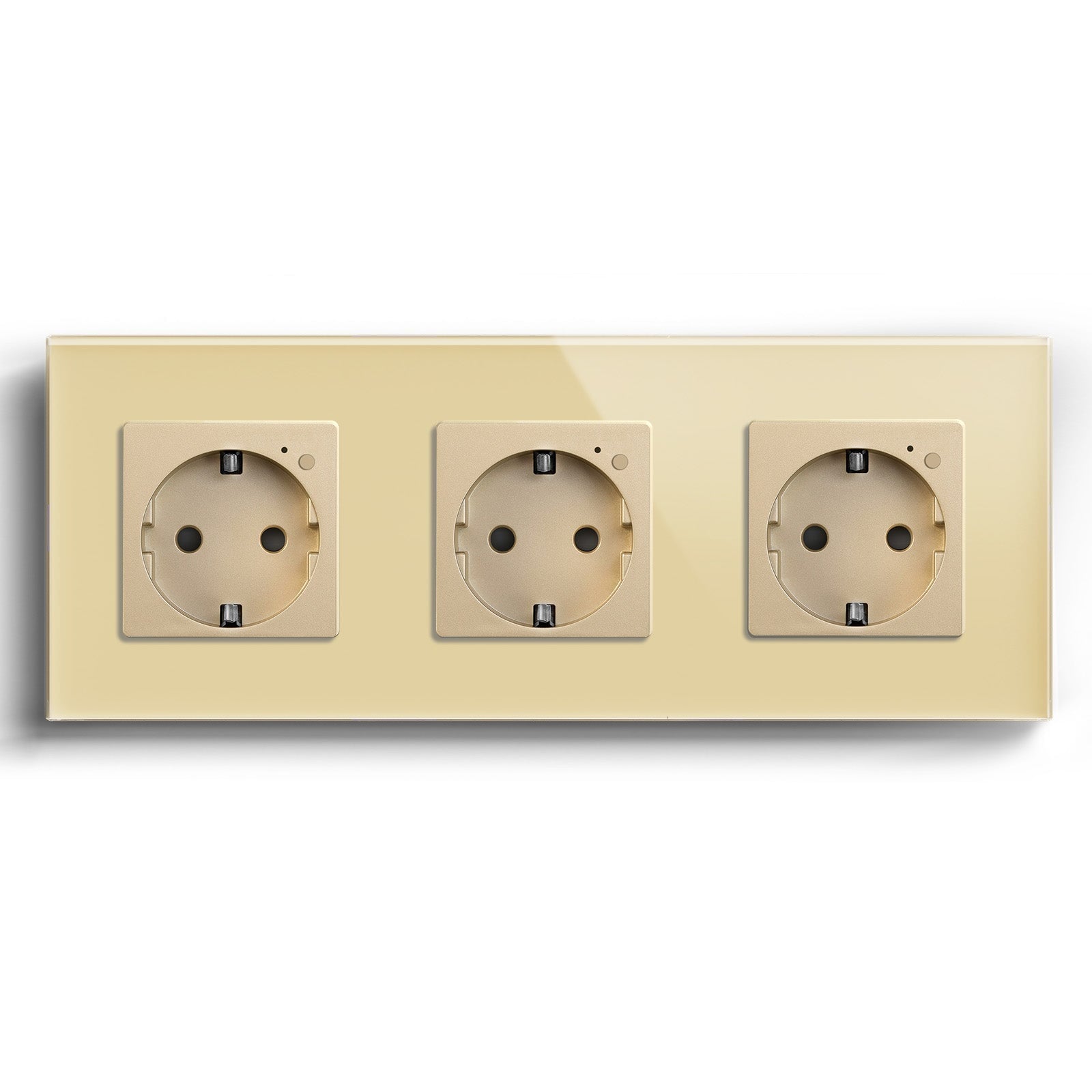 BSEED ZigBee EU Wall Sockets Power Outlets With Energy Monitoring Kids Protection Wall Plates & Covers Bseedswitch gold Triple 