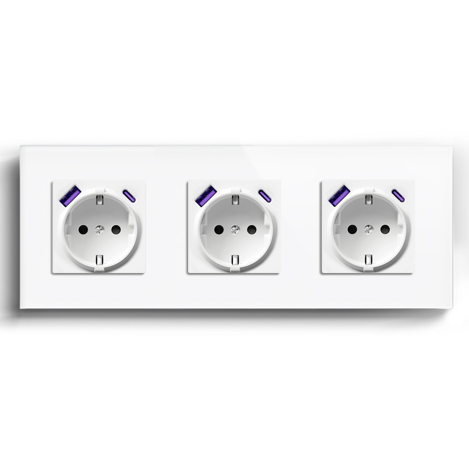 BSEED 20W EU sockets with Fact Charge Type-C USB with Claw technology Power Outlets & Sockets Bseedswitch White Triple 