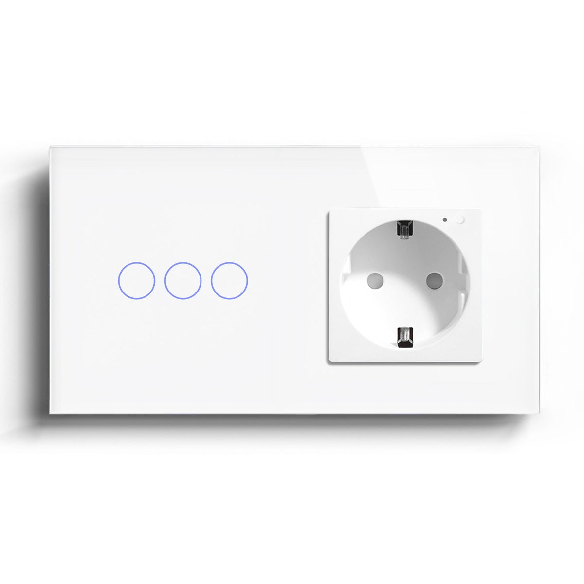 Bseed 1 Gang Smart Wifi Switch With EU Single Wifi Socket 157mm Power Outlets & Sockets Bseedswitch White 3Gang 