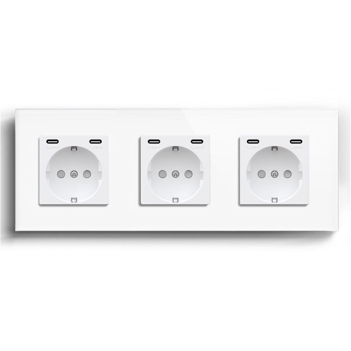 BSEED EU sockets with Double 2.1A Type-C Interface Outlet Wall Socket With Waterproof Power Outlets & Sockets Bseedswitch White Triple 