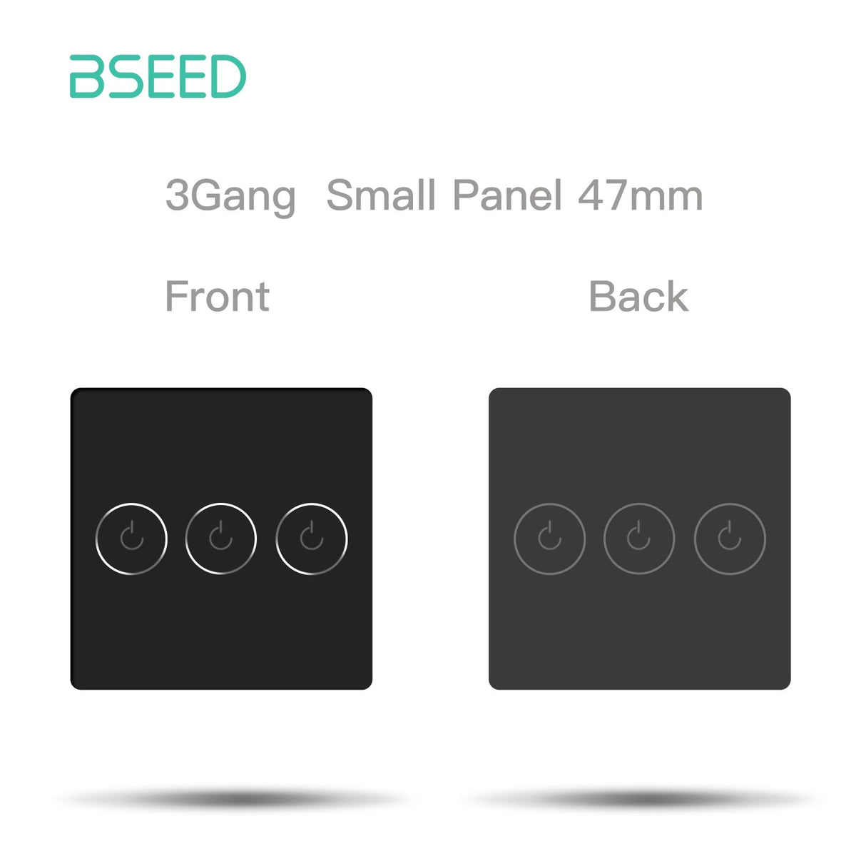 Bseed 47mm Glass Panel Switch DIY Part With Or Without Icon Bseedswitch Black Wifi 3Gang Switch icon Panel 