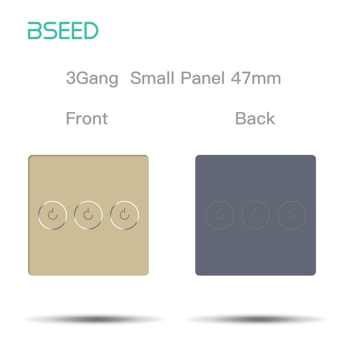 Bseed 47mm Glass Panel Switch DIY Part With Or Without Icon Bseedswitch Golden Wifi 3Gang Switch icon Panel 