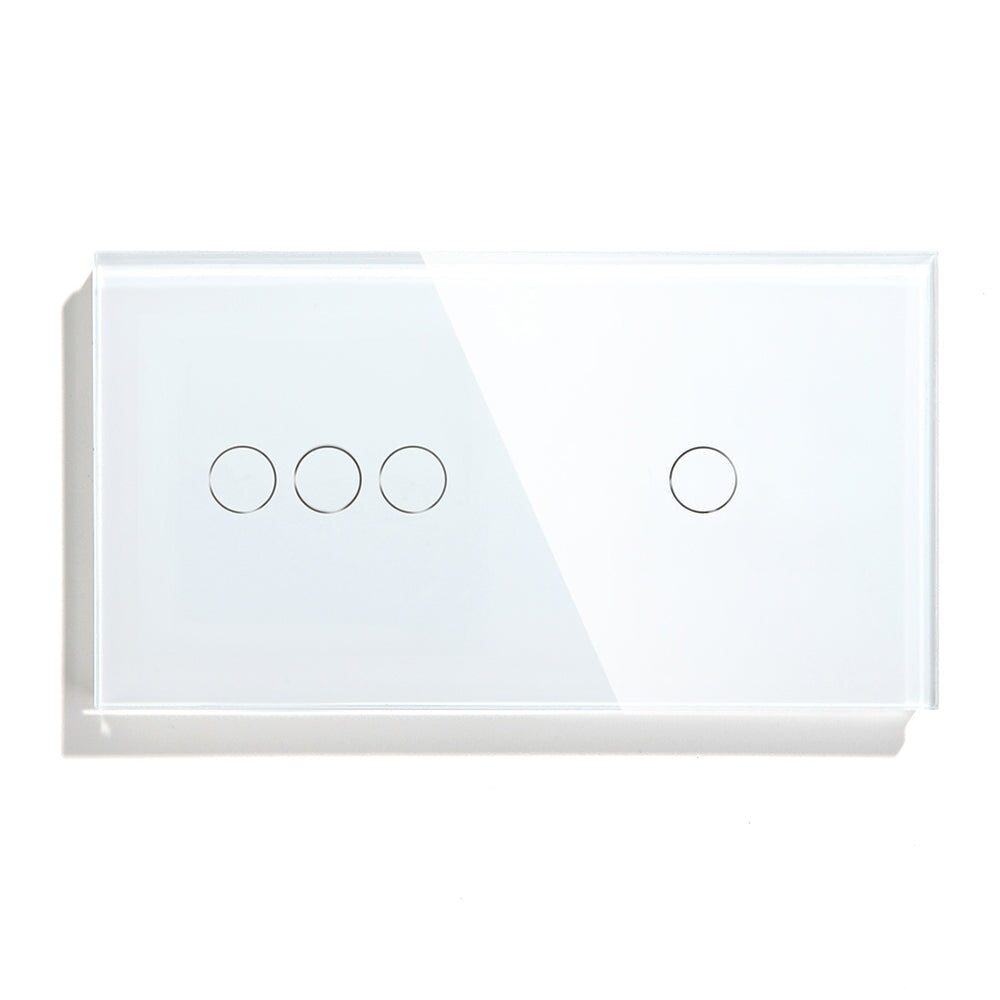 Bseed WiFi Light Switch 1/2/3 Way Double Smart WiFi Touch Switch 157mm Without Icon Light Switches Bseedswitch White 3 Gang + 1 Gang 