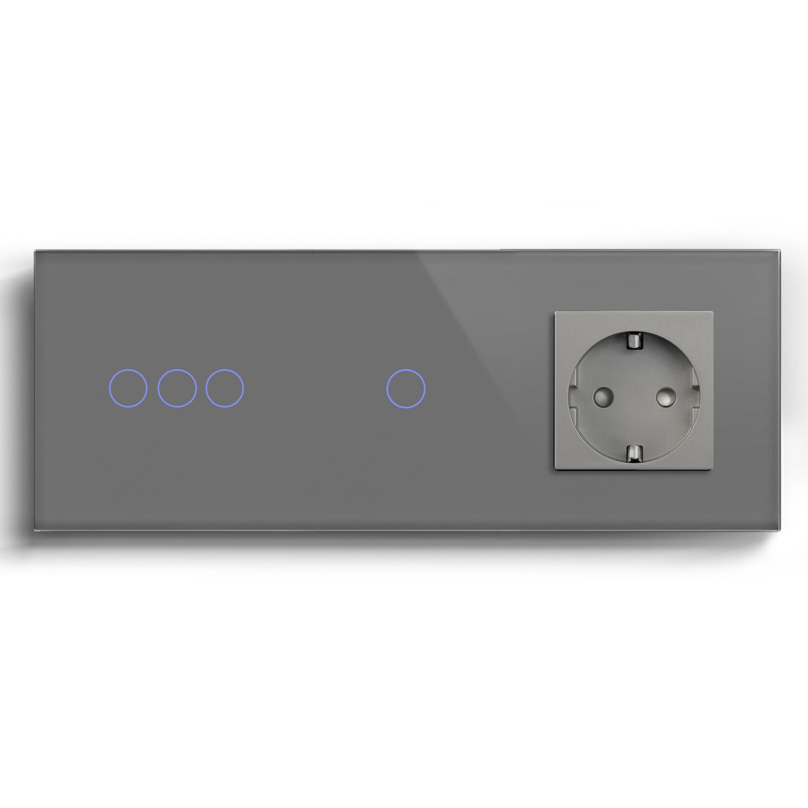 Bseed Smart WiFi Light Switches Multi Control With EU Normal Standard Wall Socket Light Switches Bseedswitch Grey 3Gang + 1Gang + Socket 