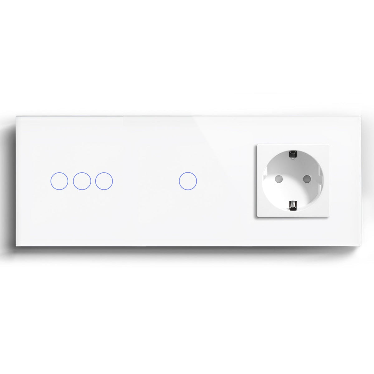 Bseed Smart WiFi Light Switches Multi Control With EU Normal Standard Wall Socket Light Switches Bseedswitch White 3Gang + 1Gang + Socket 