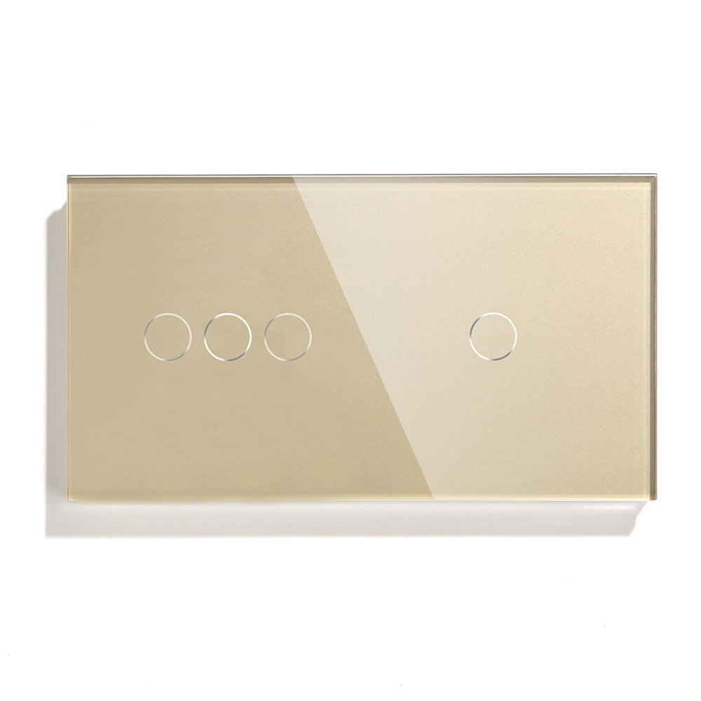 Bseed WiFi Light Switch 1/2/3 Way Double Smart WiFi Touch Switch 157mm Without Icon Light Switches Bseedswitch Golden 3 Gang + 1 Gang 