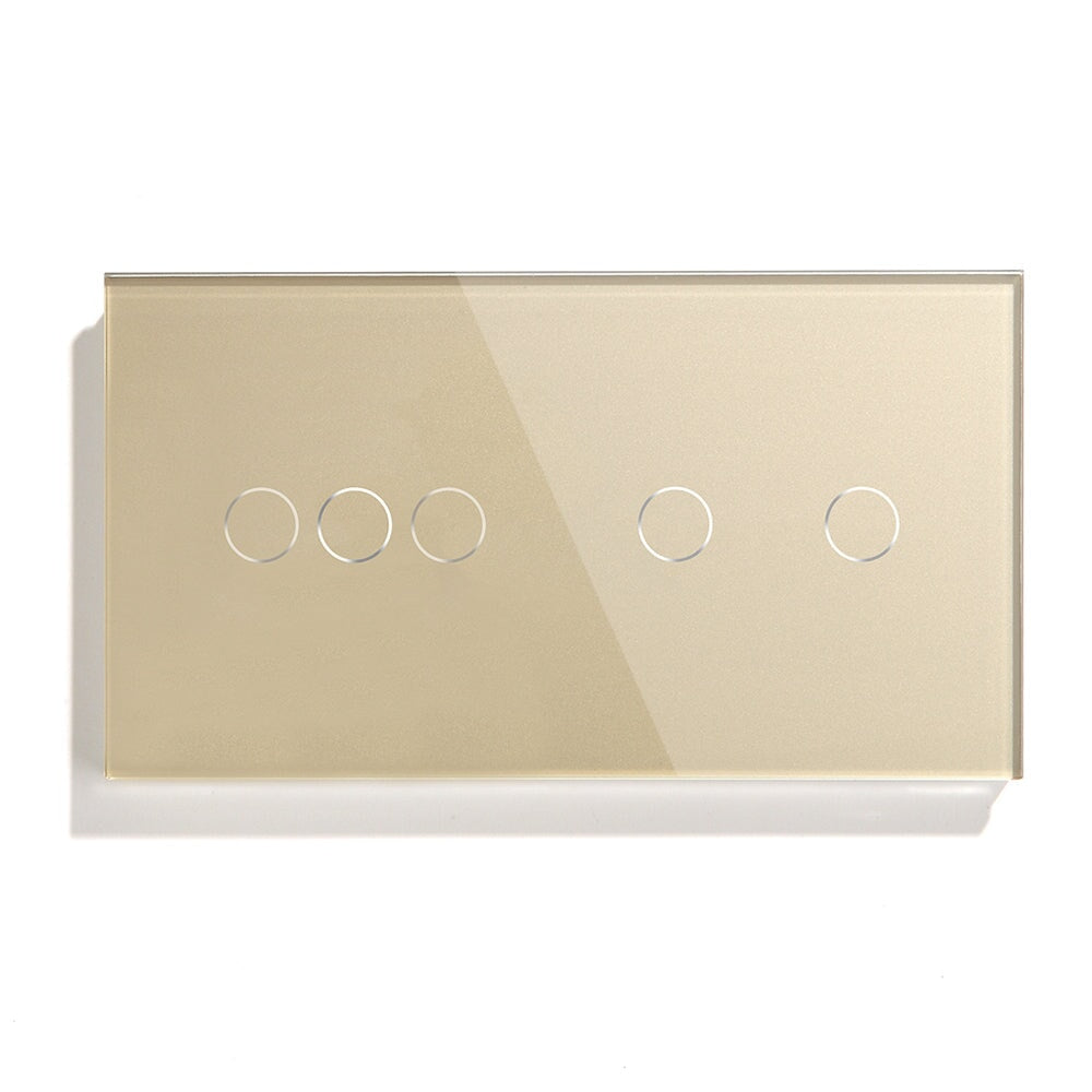 Bseed WiFi Light Switch 1/2/3 Way Double Smart WiFi Touch Switch 157mm Without Icon Light Switches Bseedswitch Golden 3 Gang + 2 Gang 