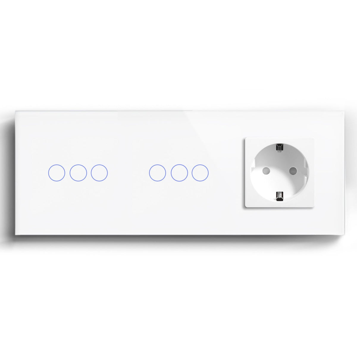 Bseed Smart WiFi Light Switches Multi Control With EU Normal Standard Wall Socket Light Switches Bseedswitch White 3Gang + 3Gang + Socket 