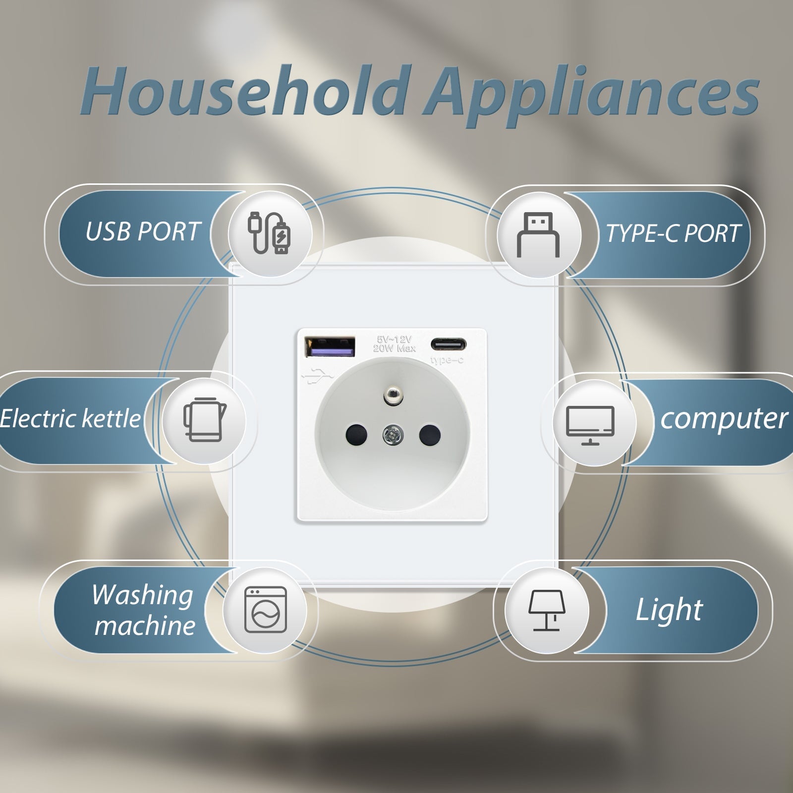 BSEED FR sockets with 20W PD Fast Charge Type-C Interface Outlet Wall Socket Power Outlets & Sockets Bseedswitch 