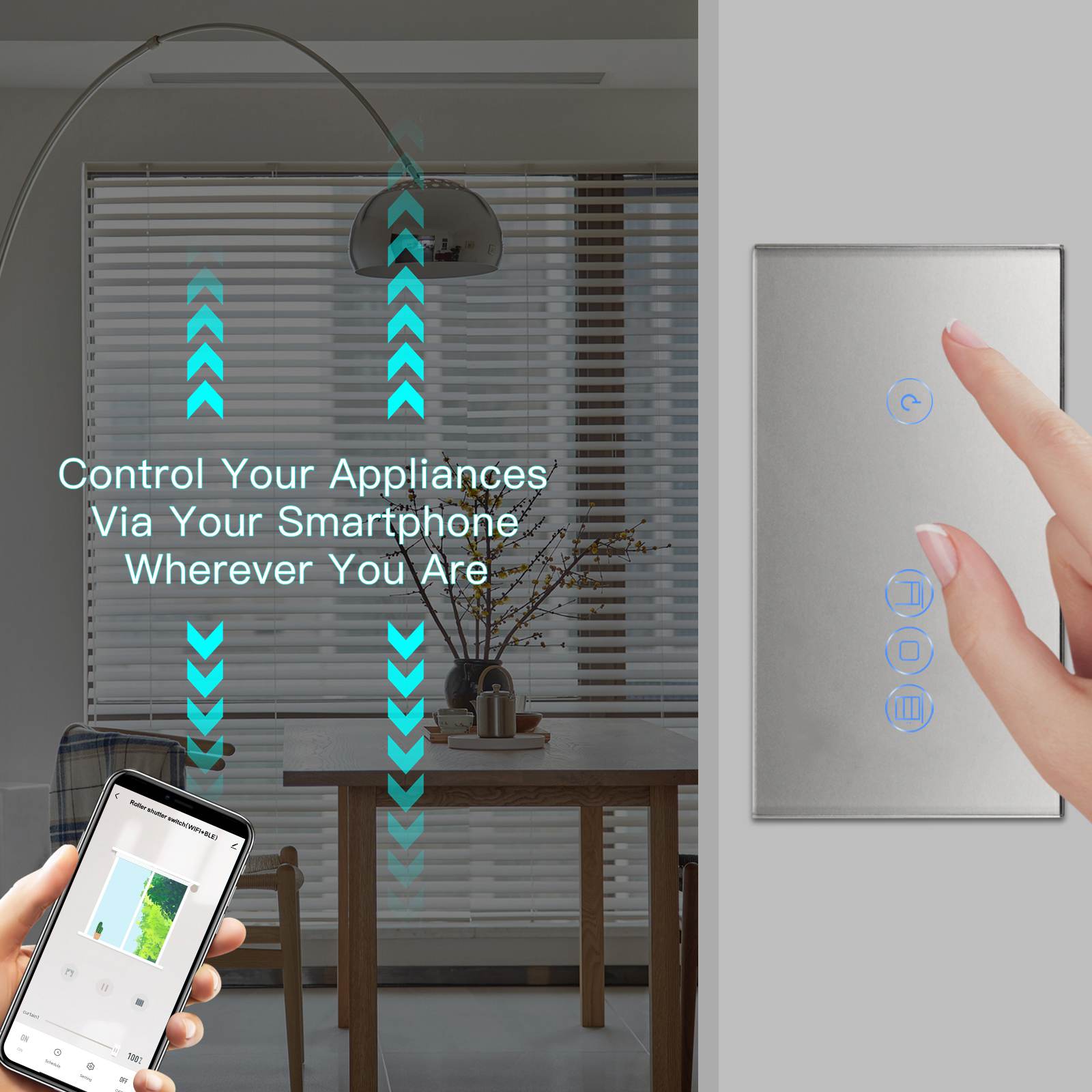 BSEED WiFi 1/2/3 Gang Switch 1/2/3 Way With Roller Shutter Switch Voice And APP Control Light Switches Bseedswitch 