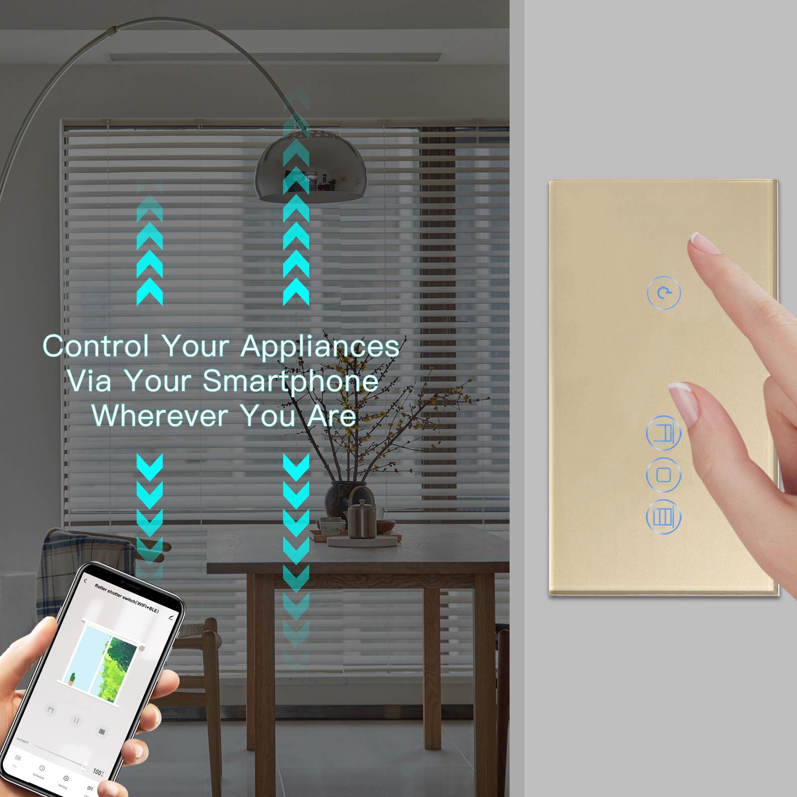 BSEED WiFi 1/2/3 Gang Switch 1/2/3 Way With Roller Shutter Switch Voice And APP Control Light Switches Bseedswitch 