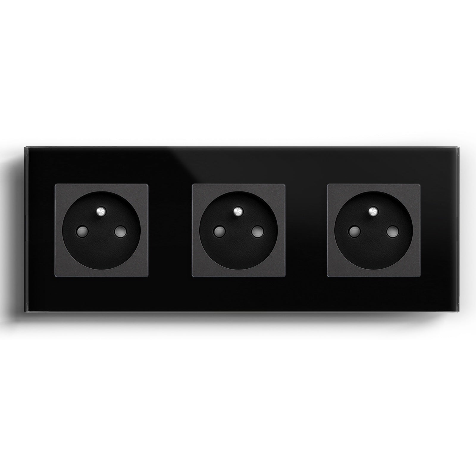 BSEED FR Wall Sockets Power Outlets Kids Protection 16A Wall Plates & Covers Bseedswitch black Triple 