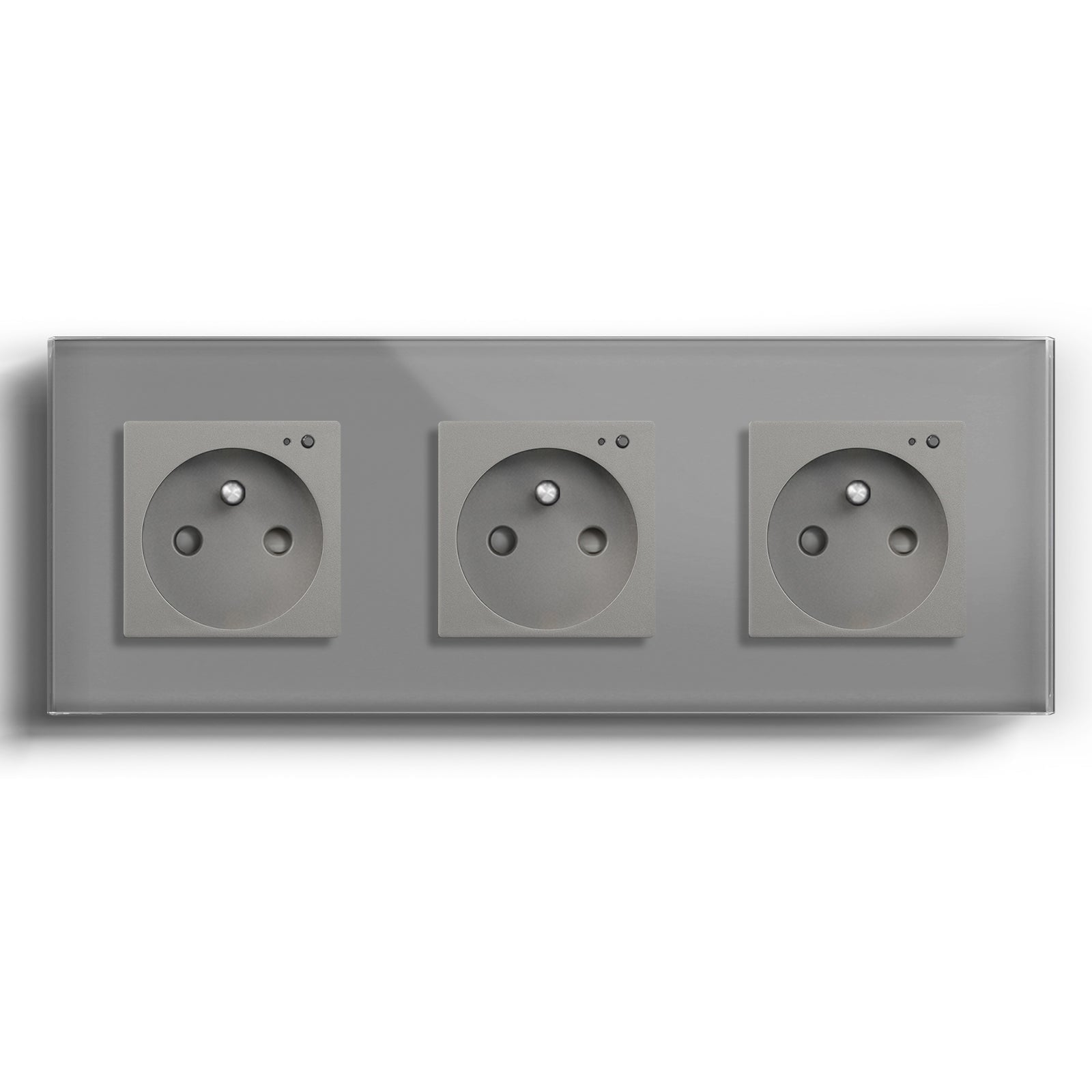 BSEED ZigBee FR Wall Sockets Power Outlets Kids Protection with metering Wall Plates & Covers Bseedswitch grey Triple 