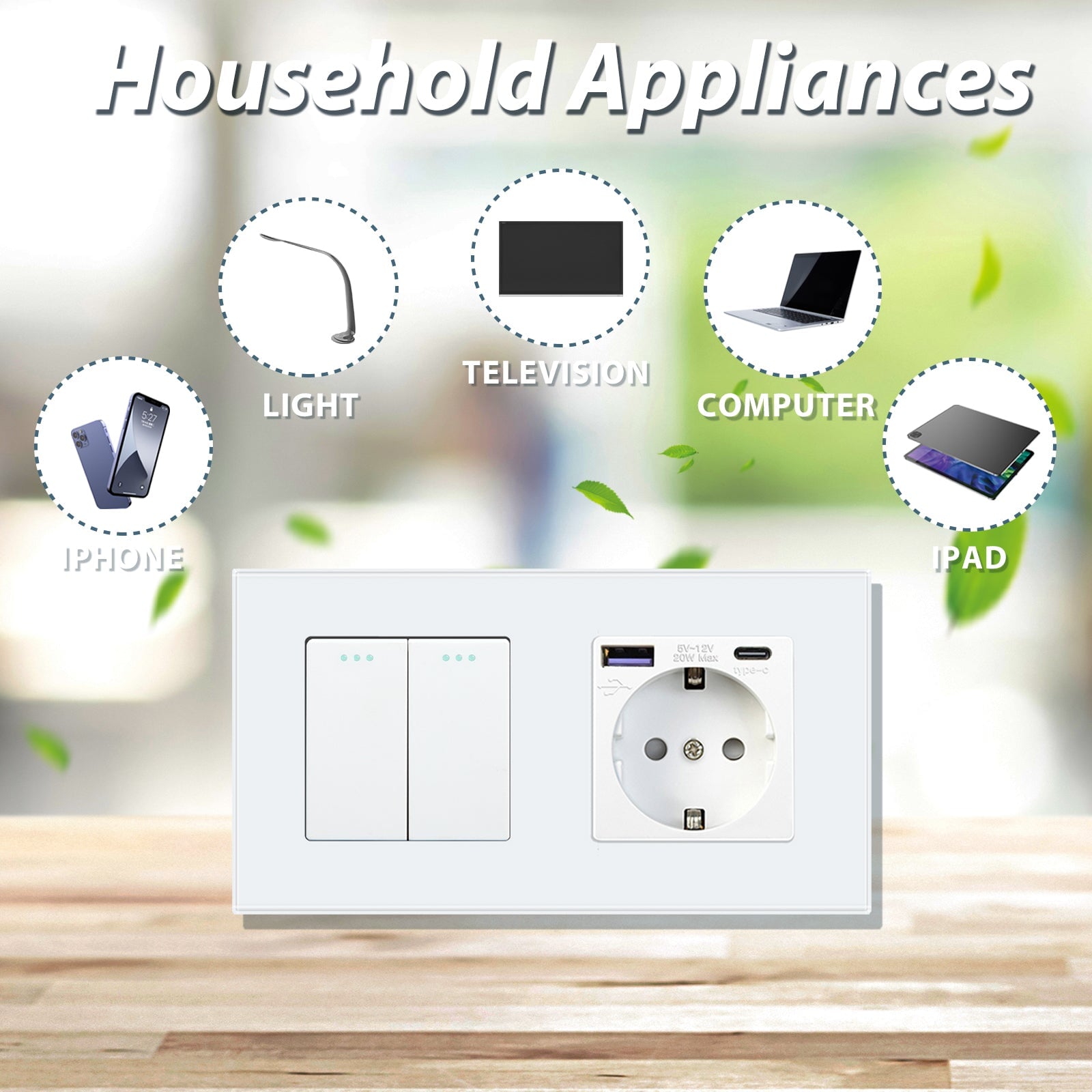 BSEED Mechanical 1/2/3 Gang 1/2Way Touch Light Switch With Normal Eu Socket with FAST charge typcs-c Power Outlets & Sockets Bseedswitch 