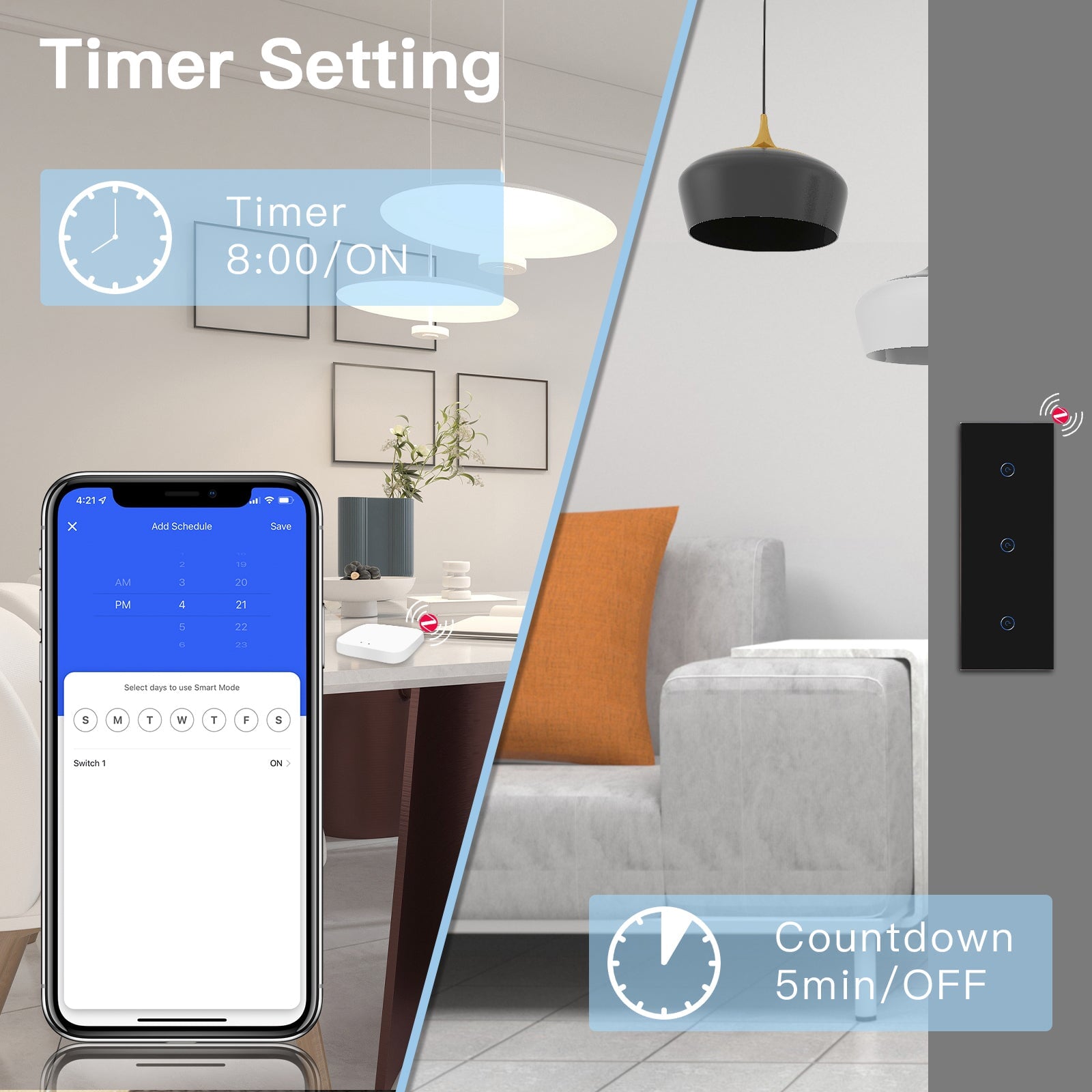 BSEED Zigbee Light Switches Triple 1/2/3 Gang Smart Wall Switches Wall Touch Switch ZigBee Smart Life Tuya Google Alexa Glass Light Switches Bseedswitch 