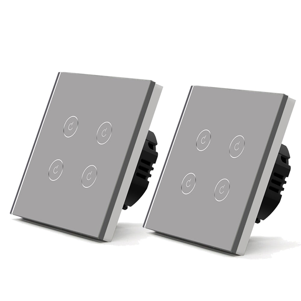 BSEED Wifi 4Gang 1/2/3 way Smart Switches Light Touch Switch Wireless Wifi Wall Switch Support Tuya Google Smart Life Light Switches Bseedswitch Grey 2Pcs/Pack 