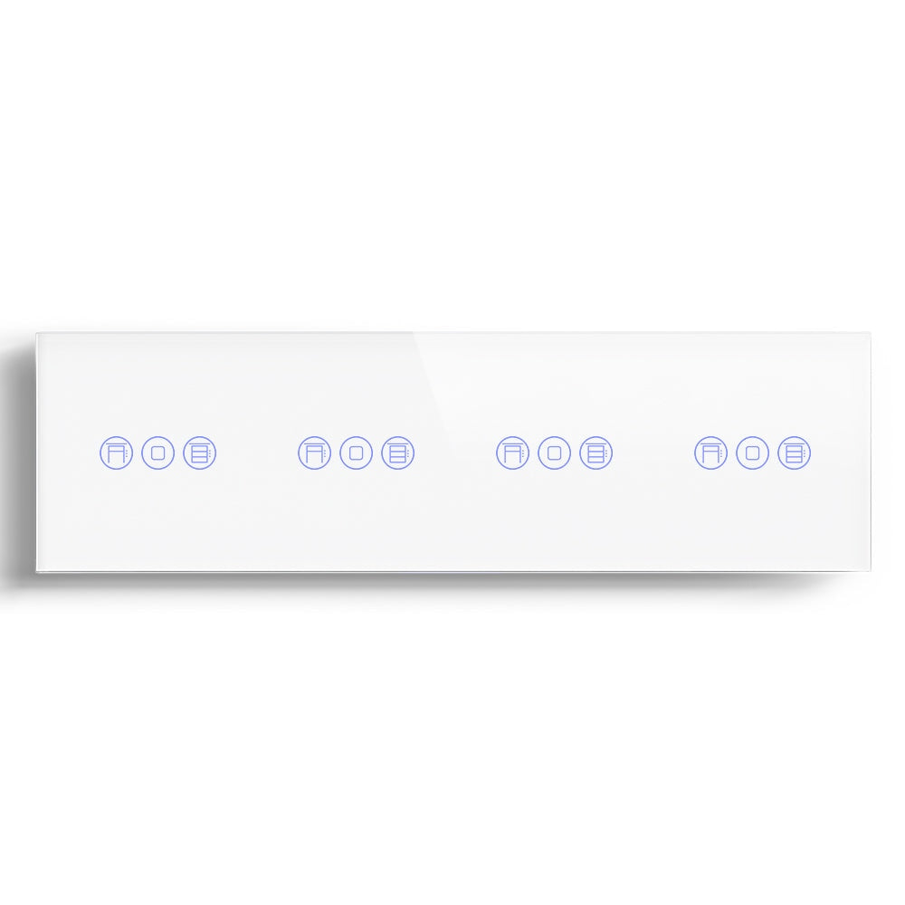 BSEED WiFi Quadruple Roller Shutter Switch Touch Panel Voice Control 299mm Shutters Bseedswitch White 