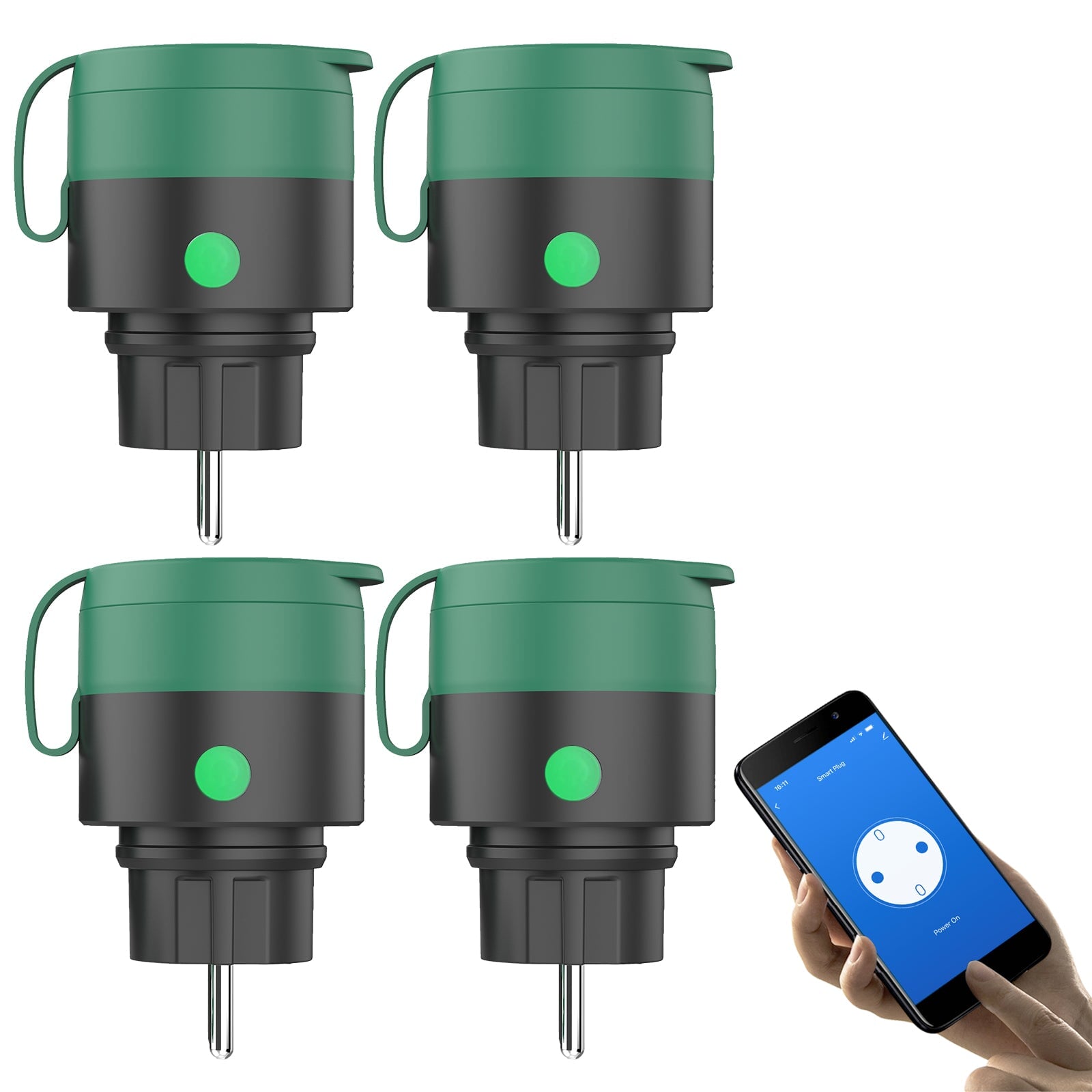BSEED IP44 waterproof smart WiFi EU plug Power Outlets & Sockets Bseedswitch Green 4 Pcs/Pack 