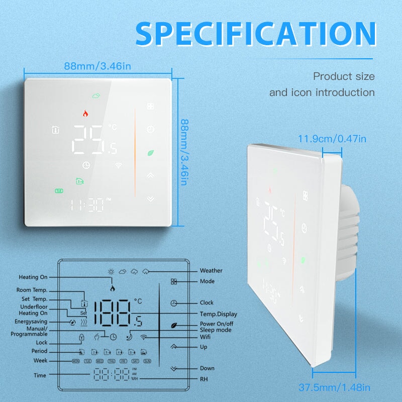 BSEED zigbee Touch LED integrated Screen Floor Heating Room Thermostat Controller Thermostats Bseedswitch 