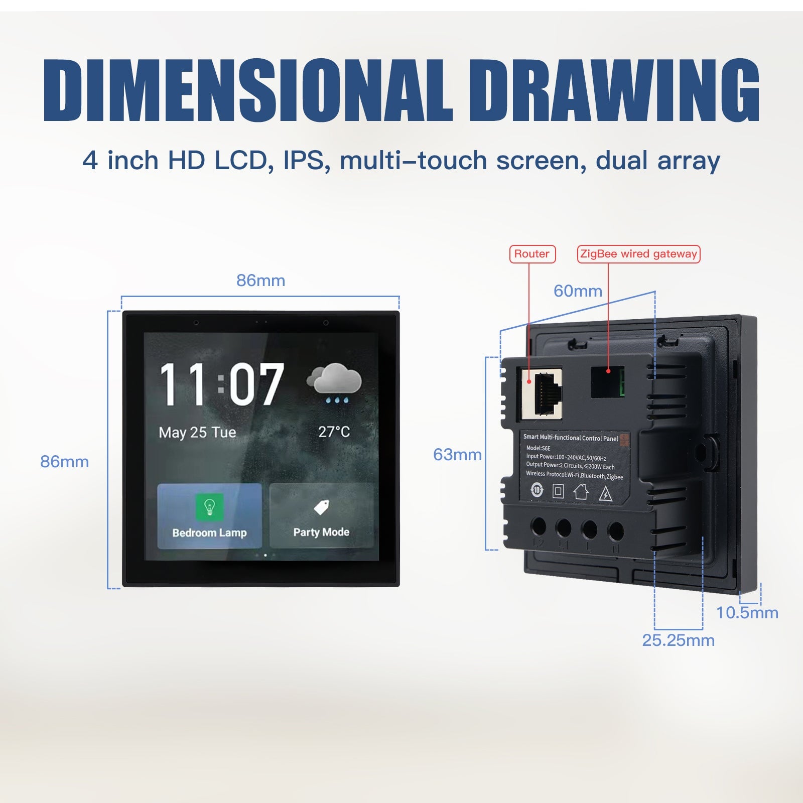 Smart Central Control 4 Inch Panel White central control panel Bseedswitch 