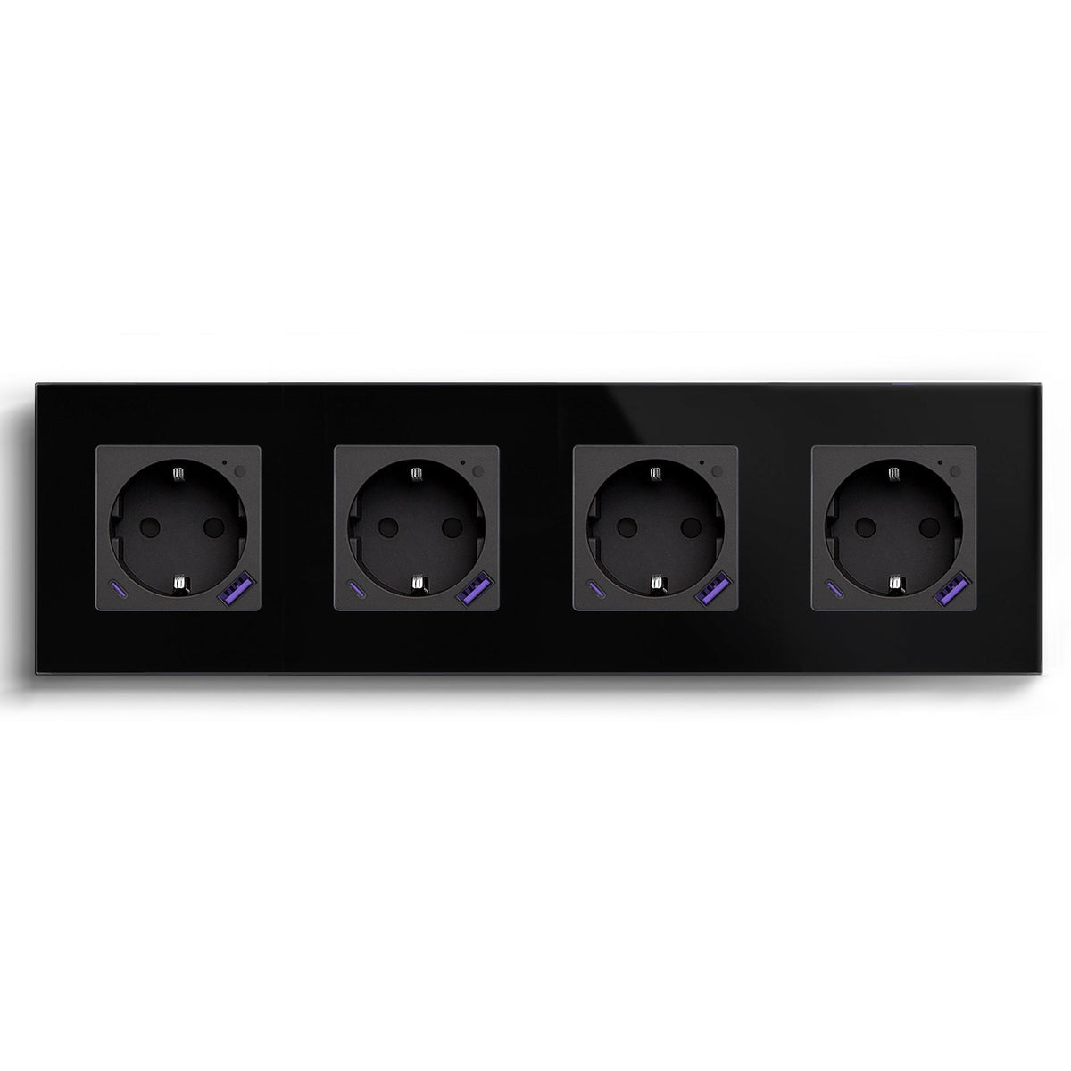 BSEED ZigBee EU Wall Sockets Type-C With USB With Energy Monitoring socket Bseedswitch Black Quadruple 