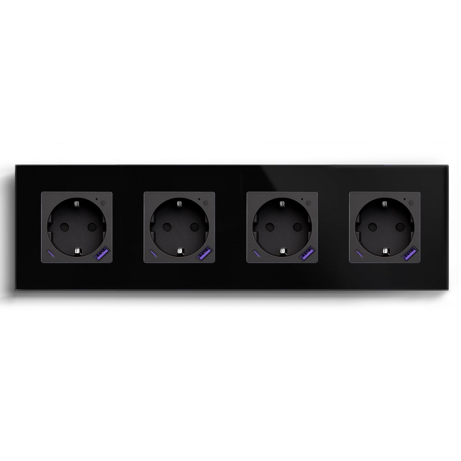 BSEED ZigBee EU Wall Sockets Type-C With USB With Energy Monitoring socket Bseedswitch Black Quadruple 