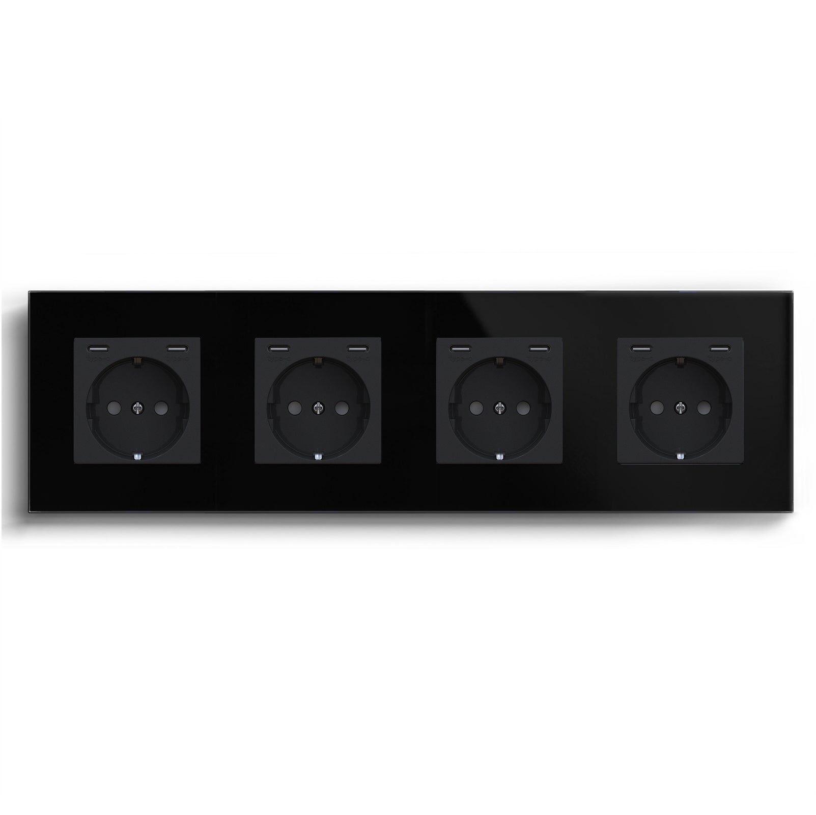 BSEED EU sockets with Double 2.1A Type-C Interface Outlet Wall Socket With Waterproof Power Outlets & Sockets Bseedswitch Black Quadruple 