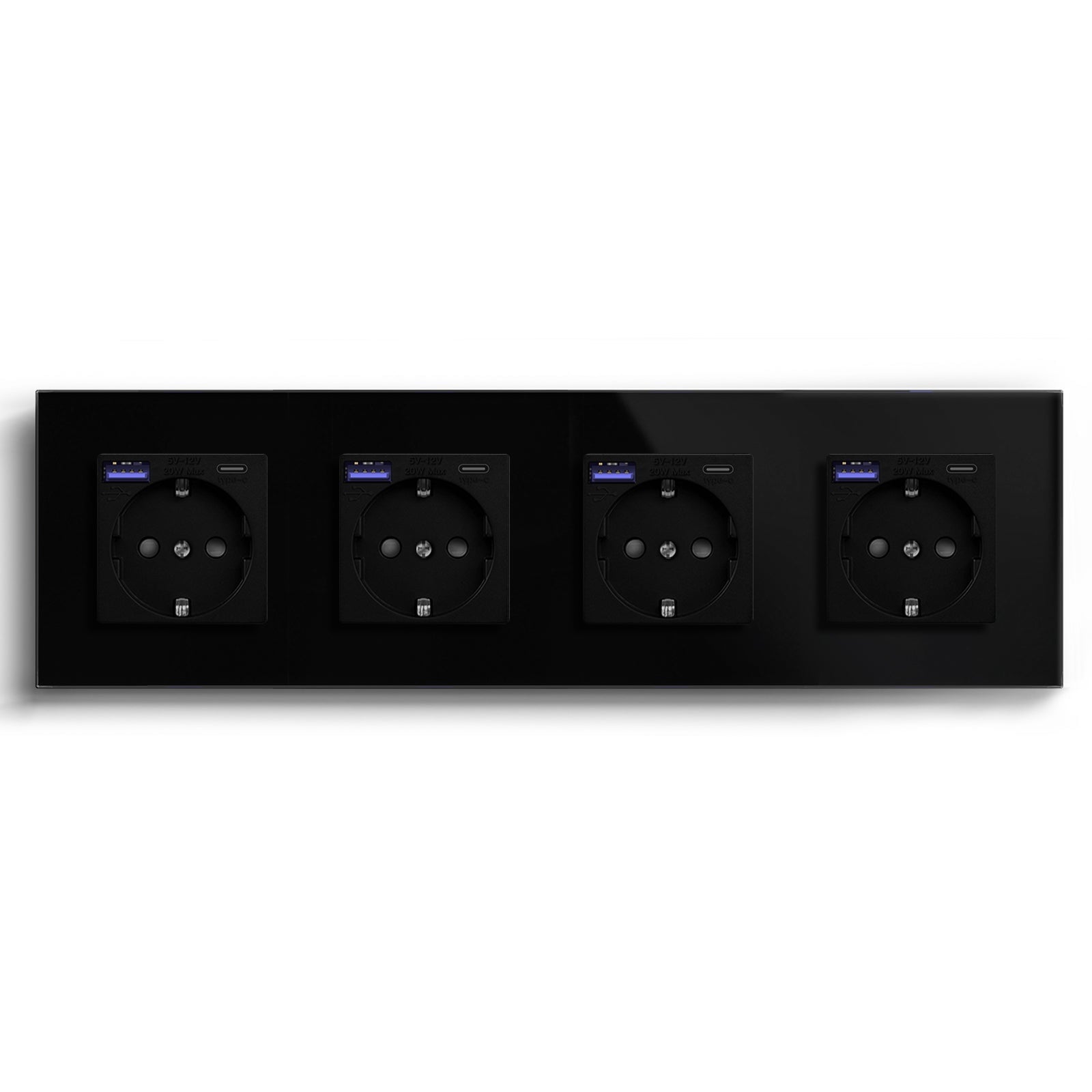 BSEED EU sockets with 20W PD Fast Charge Type-C Interface Outlet Wall Socket Power Outlets & Sockets Bseedswitch Black Quadruple 