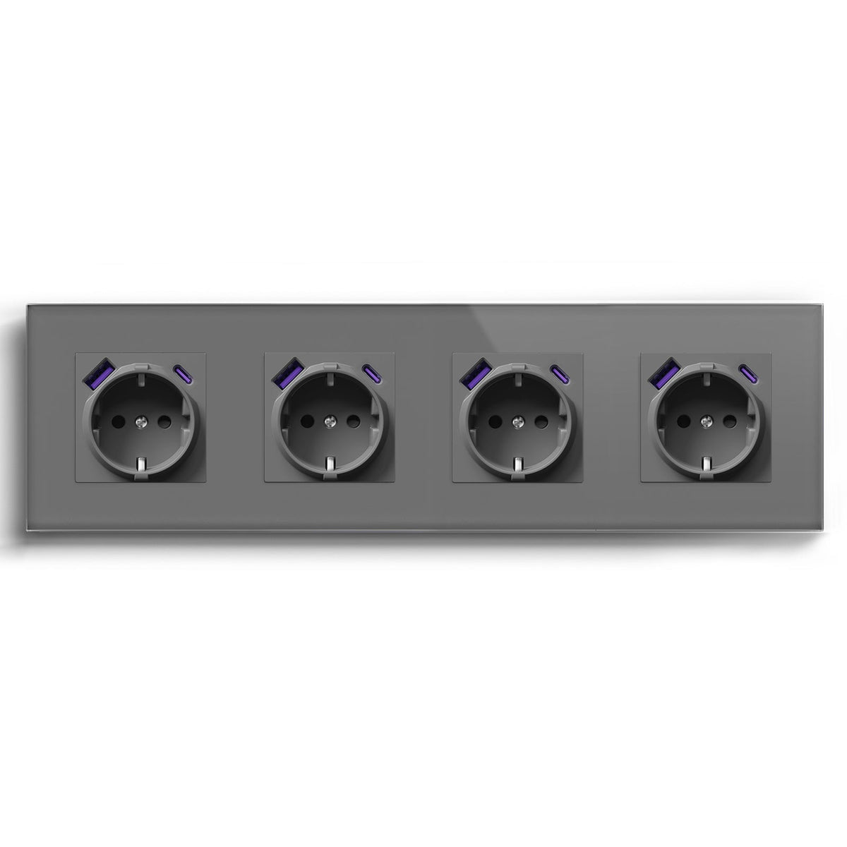 BSEED 20W EU sockets with Fact Charge Type-C USB with Claw technology Power Outlets & Sockets Bseedswitch Grey Quadruplet 