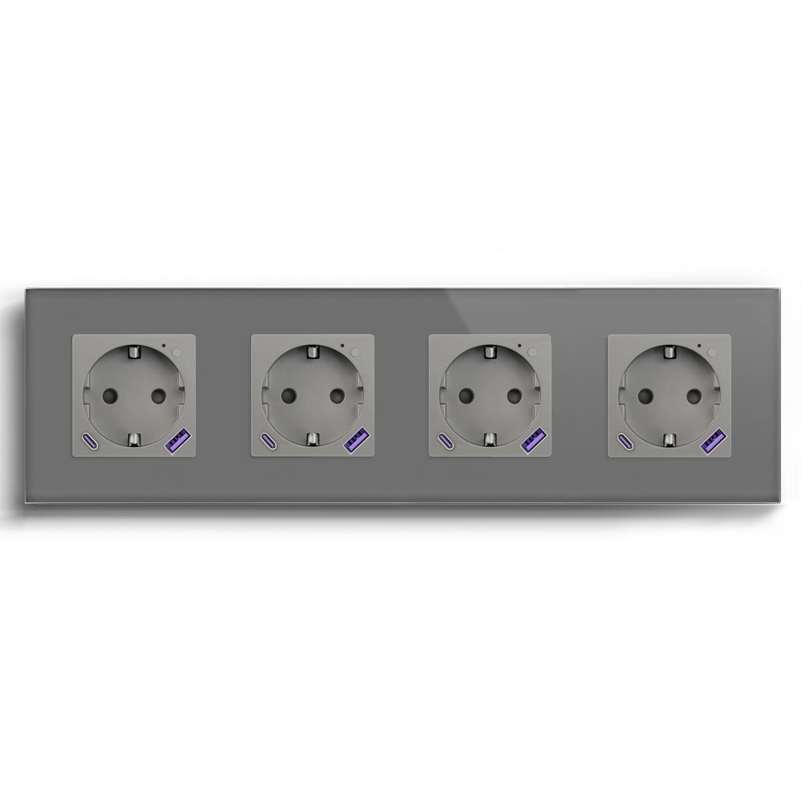 BSEED ZigBee EU Wall Sockets Type-C With USB With Energy Monitoring socket Bseedswitch Grey Quadruple 