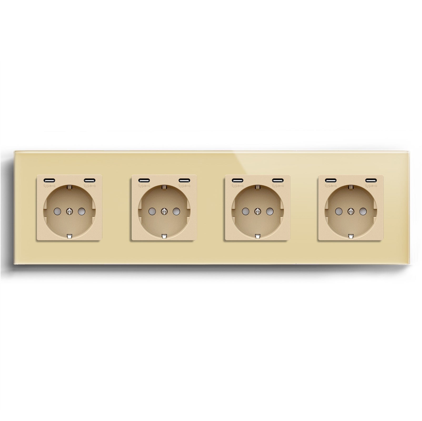 BSEED EU sockets with Double 2.1A Type-C Interface Outlet Wall Socket With Waterproof Power Outlets & Sockets Bseedswitch Gold Quadruple 