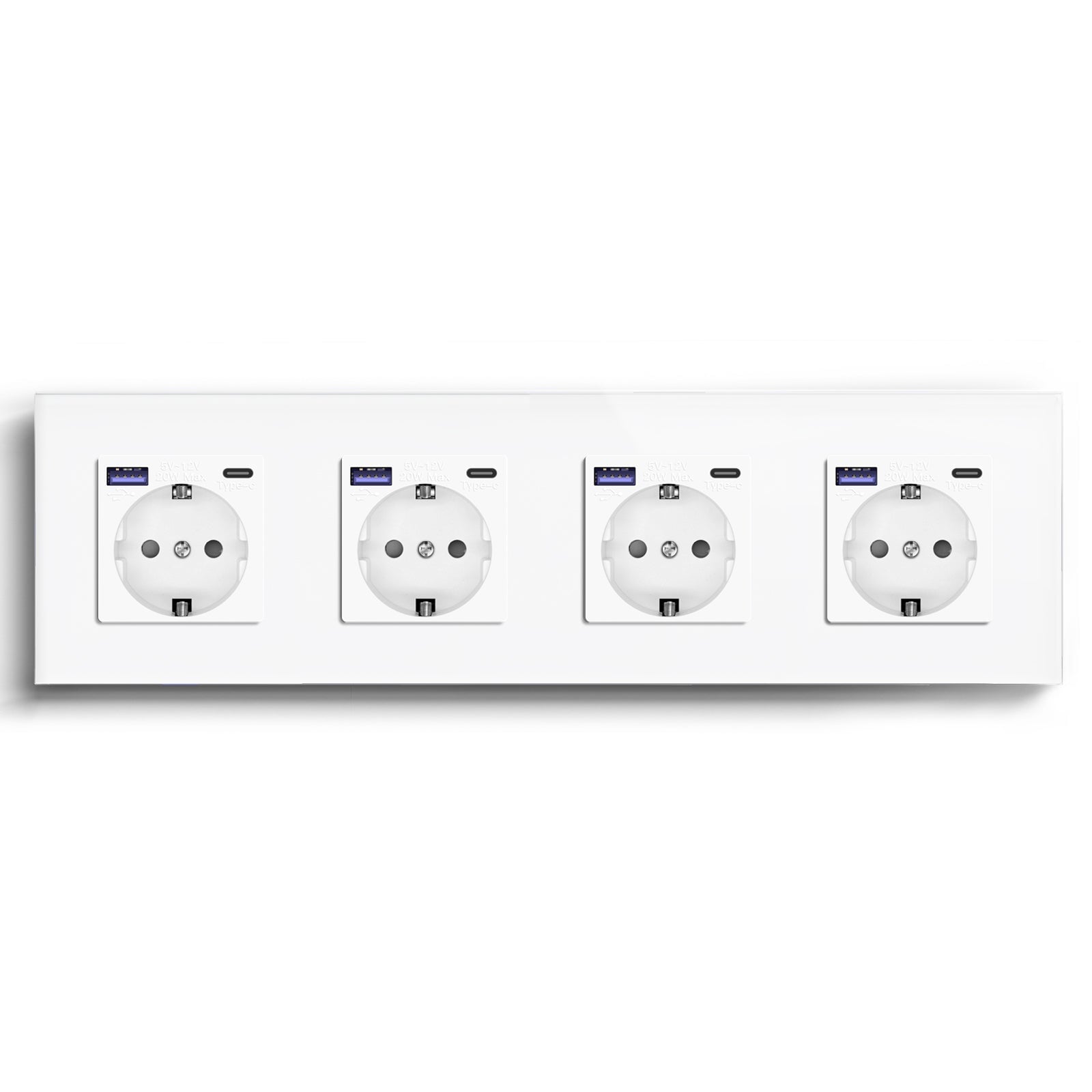 BSEED EU sockets with 20W PD Fast Charge Type-C Interface Outlet Wall Socket Power Outlets & Sockets Bseedswitch White Quadruple 