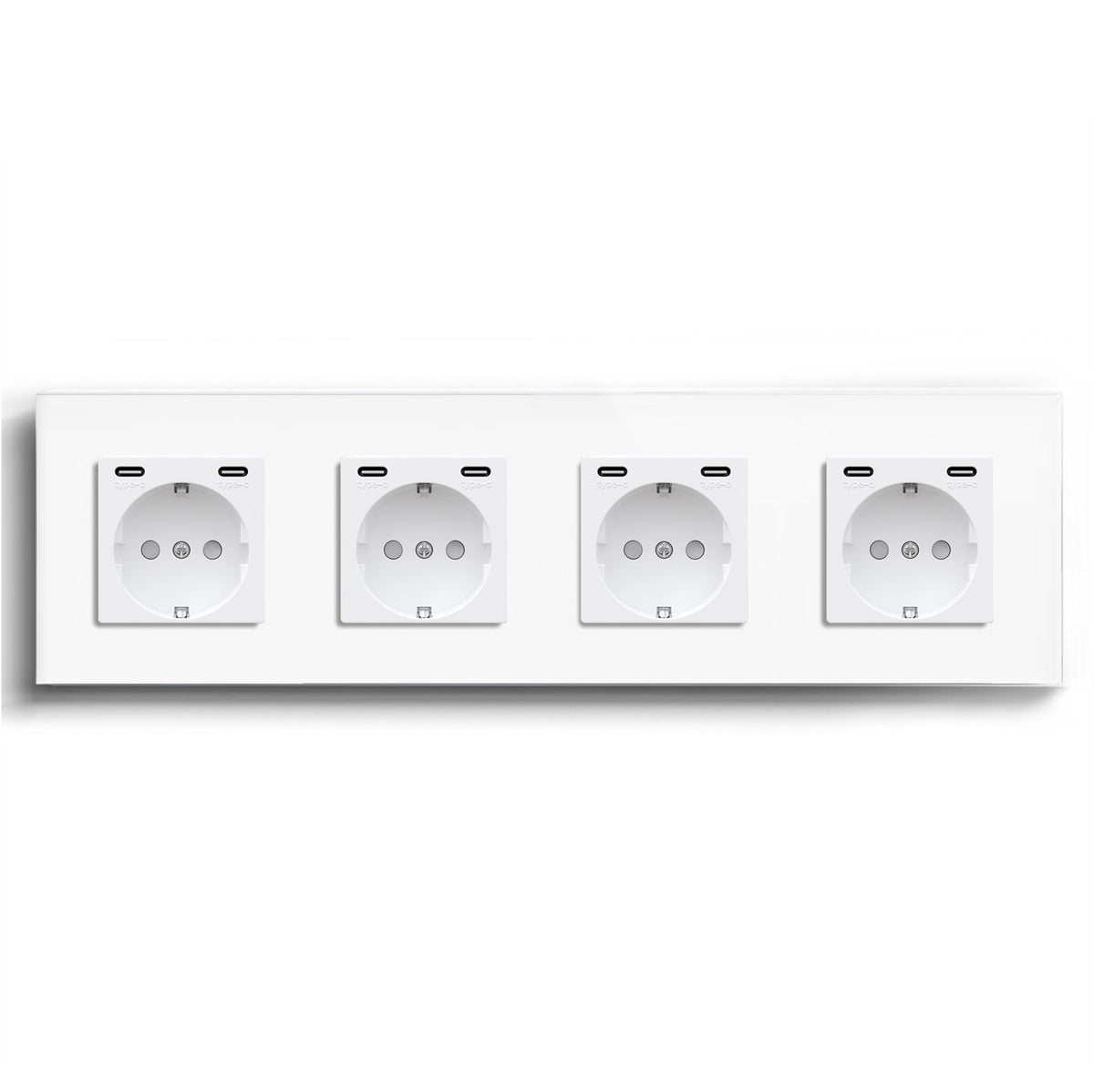 BSEED EU sockets with Double 2.1A Type-C Interface Outlet Wall Socket With Waterproof Power Outlets & Sockets Bseedswitch White Quadruple 