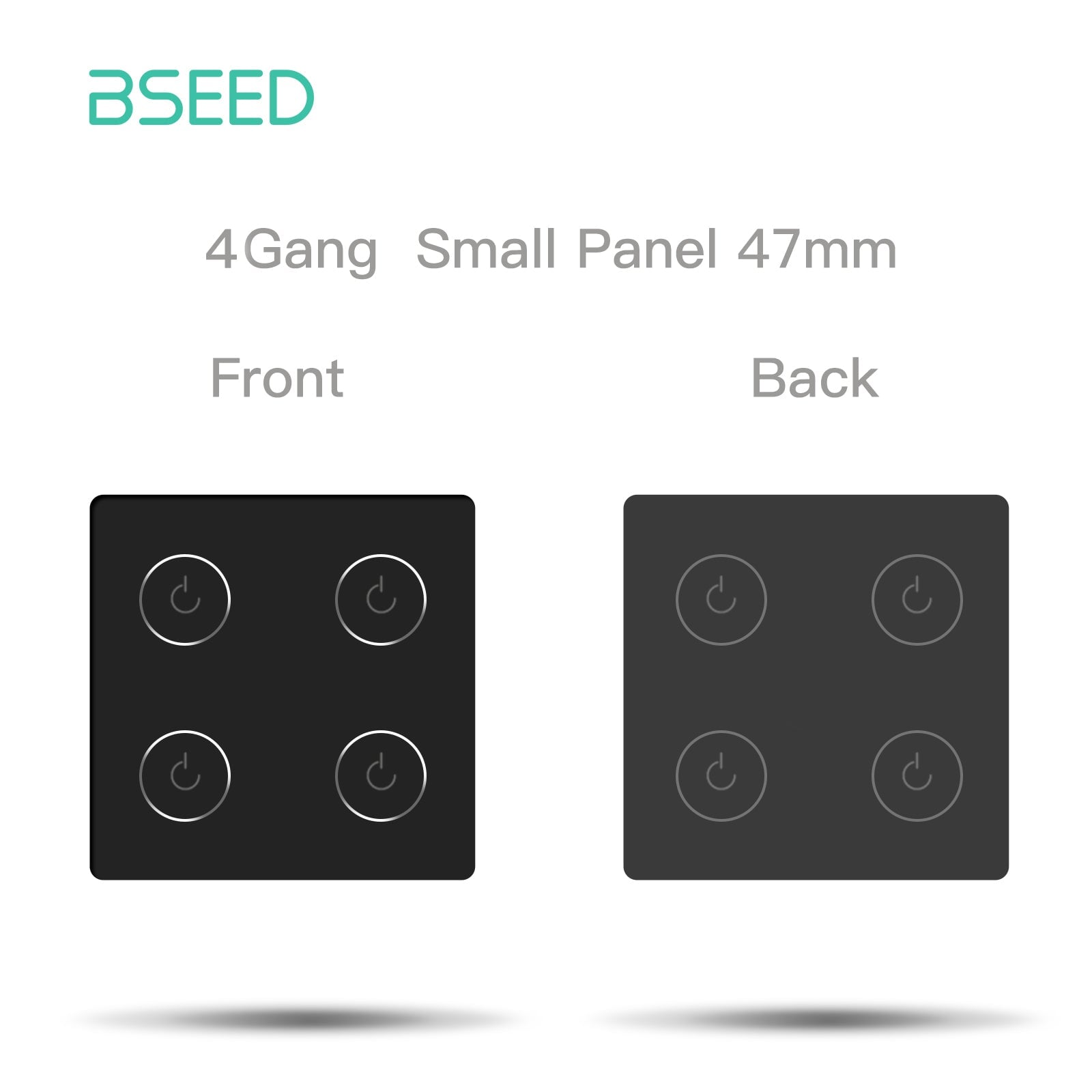 Bseed 47mm Glass Panel Switch DIY Part With Or Without Icon Bseedswitch Black Wifi 4Gang Switch icon Panel 