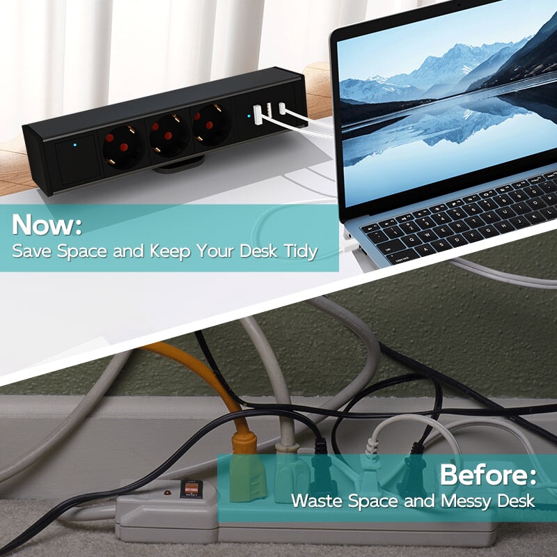 BSEED Power Strip Electrical Sockets With USB AC Desktop socket Bseedswitch 